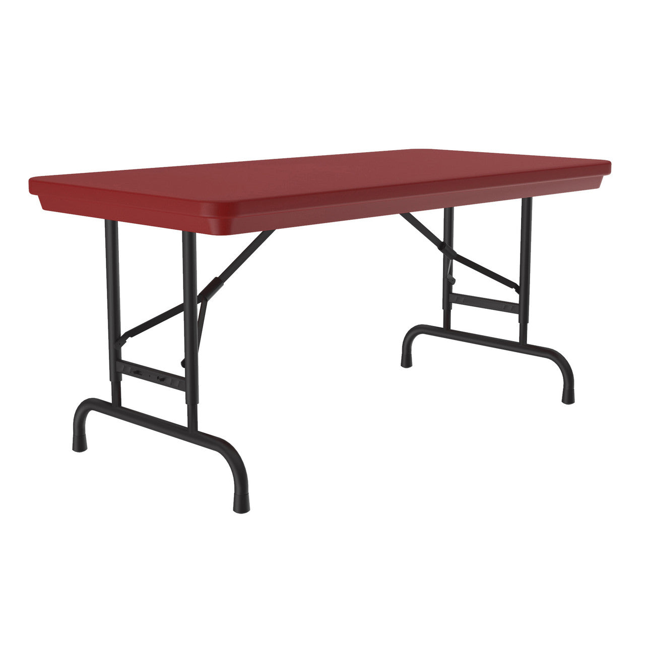 OfficeSource Colorful Blow Mold Folding Tables Adjustable Height Blow Mold Table - 48" x 24" - Red