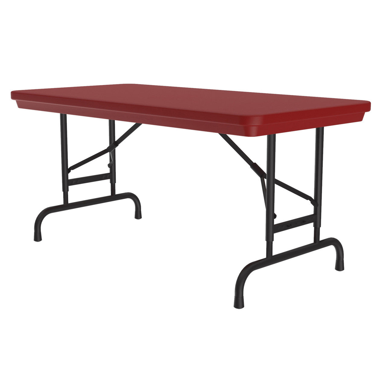 OfficeSource Colorful Blow Mold Folding Tables Adjustable Height Blow Mold Table - 48" x 24" - Red