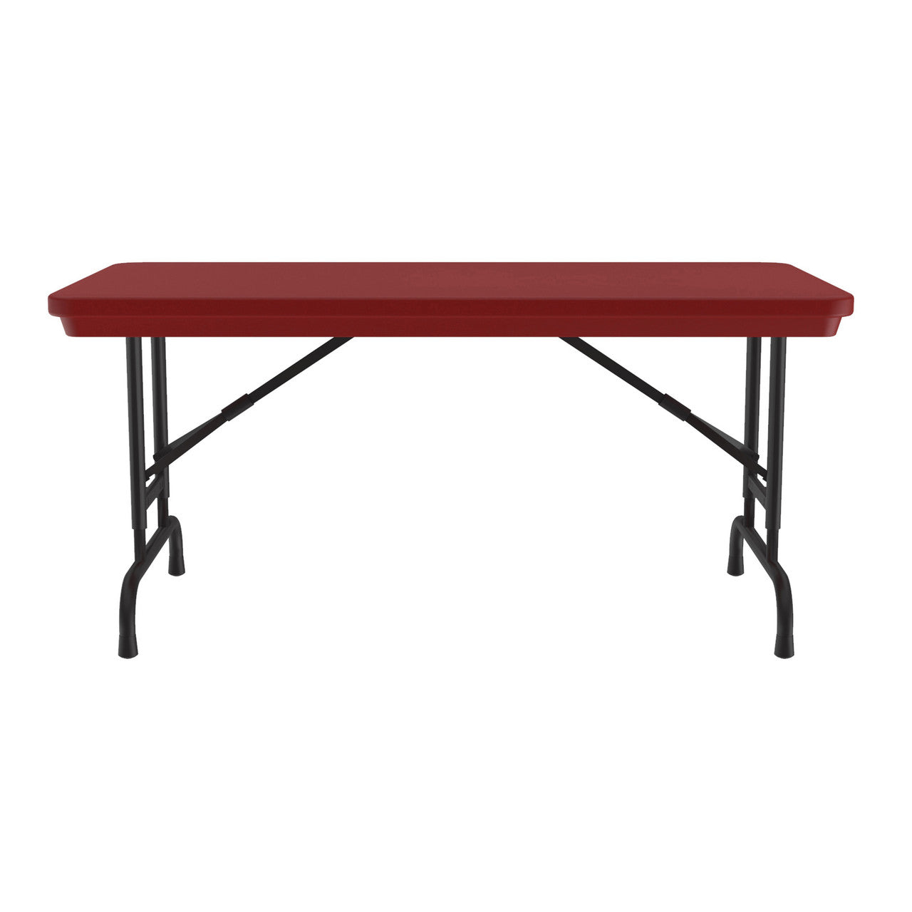 OfficeSource Colorful Blow Mold Folding Tables Adjustable Height Blow Mold Table - 48" x 24" - Red