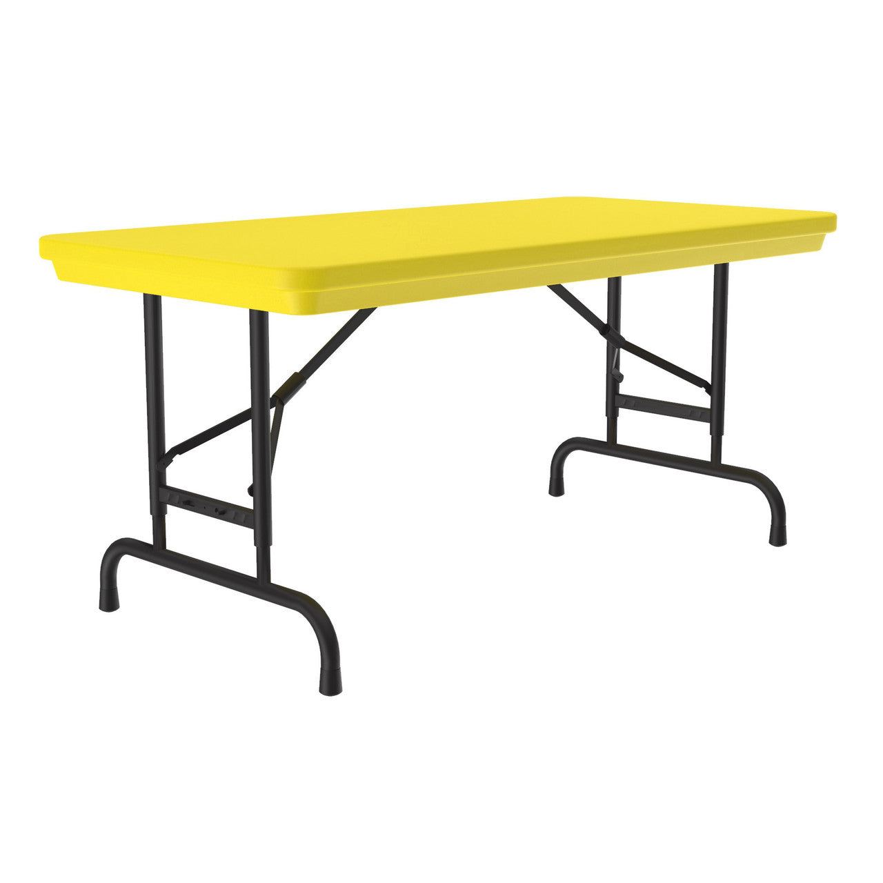 OfficeSource Colorful Blow Mold Folding Tables Adjustable Height Blow Mold Table - 48" x 24" - Yellow