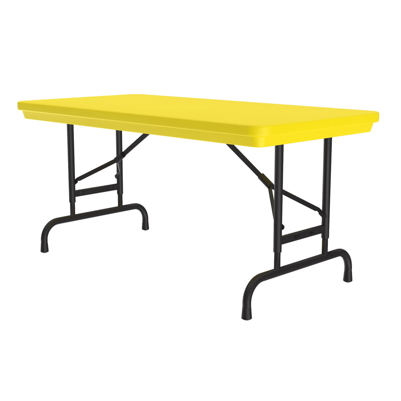 OfficeSource Colorful Blow Mold Folding Tables Adjustable Height Blow Mold Table - 48" x 24" - Yellow