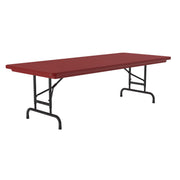 OfficeSource Colorful Blow Mold Folding Tables Adjustable Height Blow Mold Table - 60" x 30" - Red