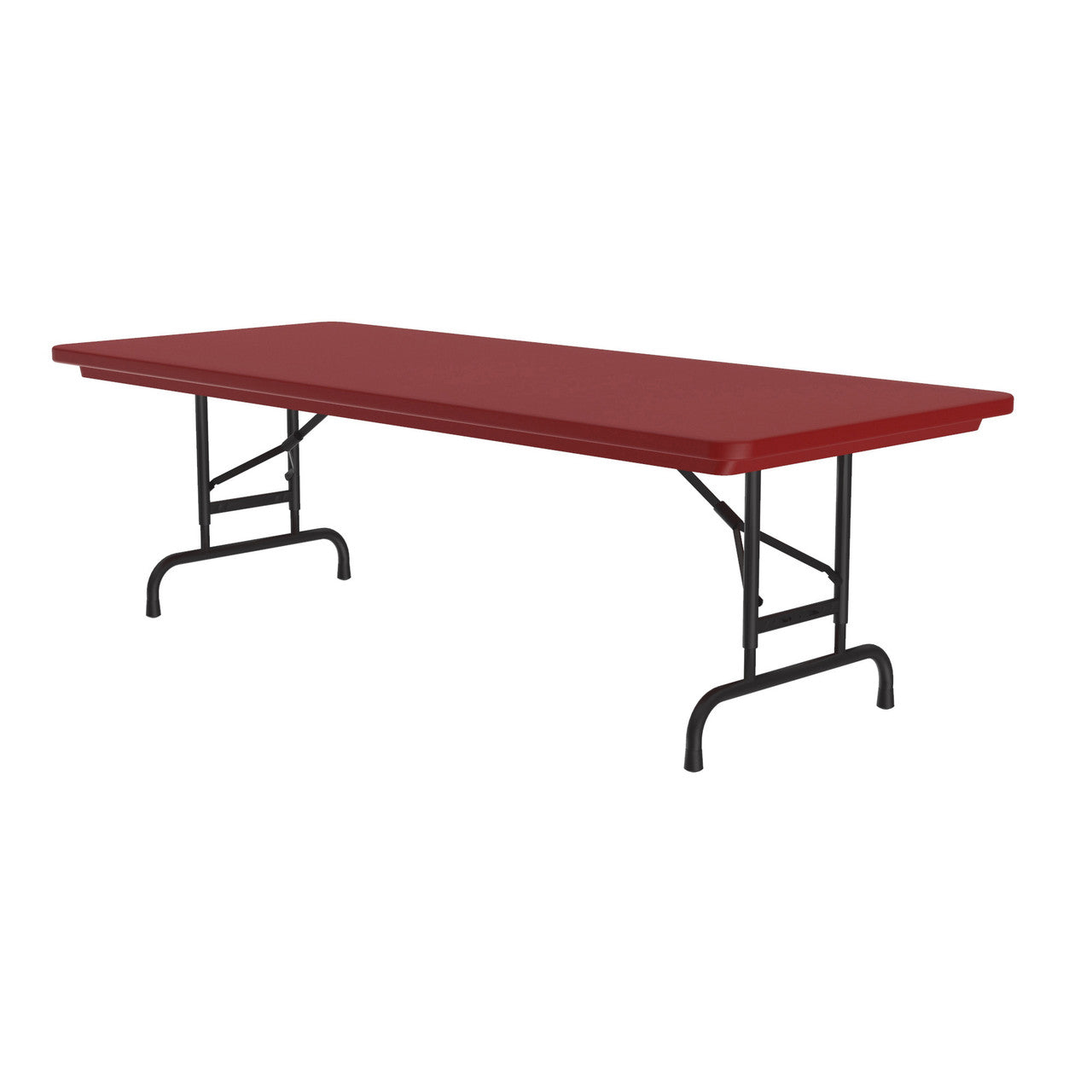 OfficeSource Colorful Blow Mold Folding Tables Adjustable Height Blow Mold Table - 60" x 30" - Red