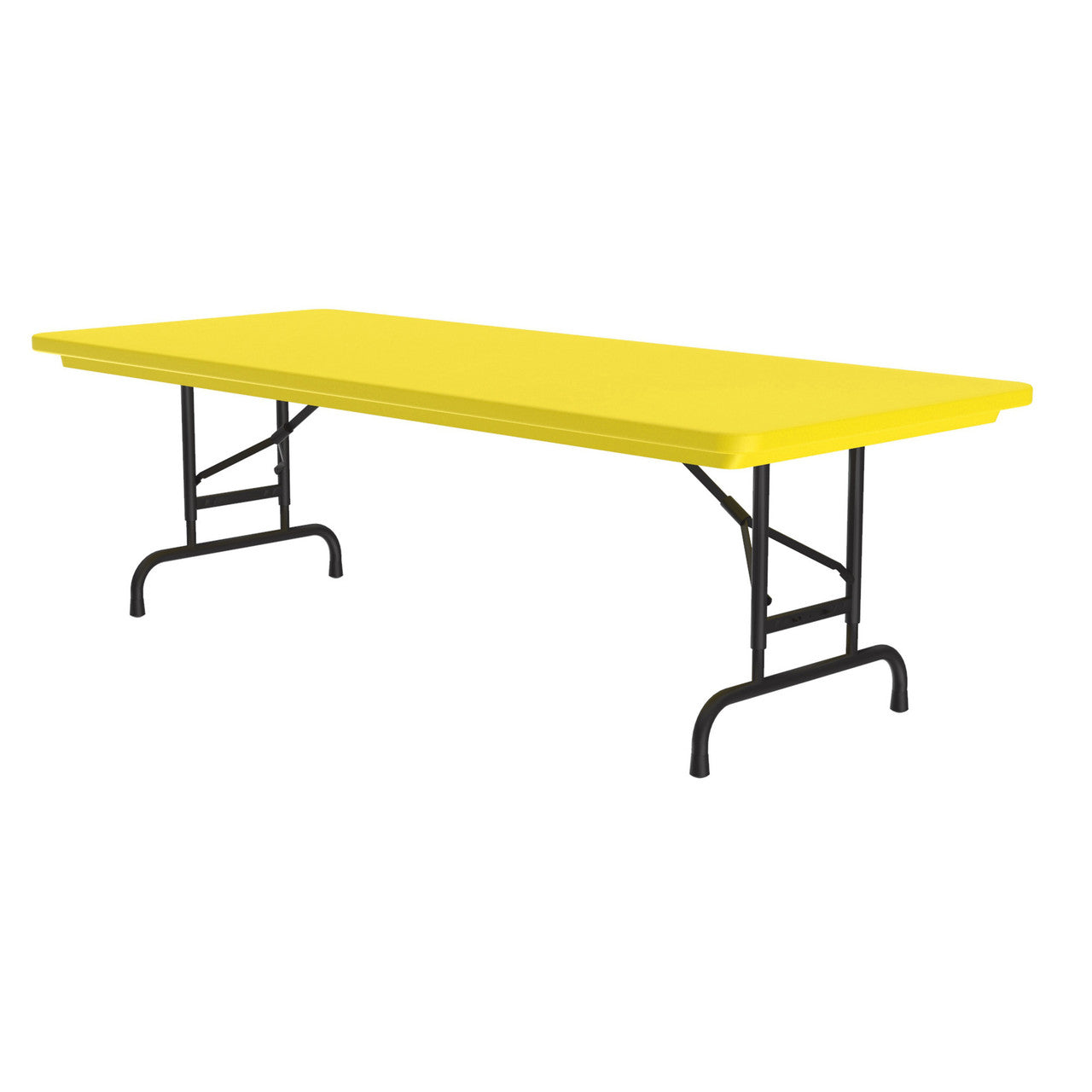 OfficeSource Colorful Blow Mold Folding Tables Adjustable Height Blow Mold Table - 60" x 30" - Yellow