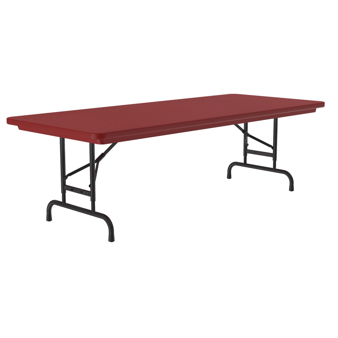 OfficeSource Colorful Blow Mold Folding Tables Adjustable Height Blow Mold Table - 72" x 30" - Red