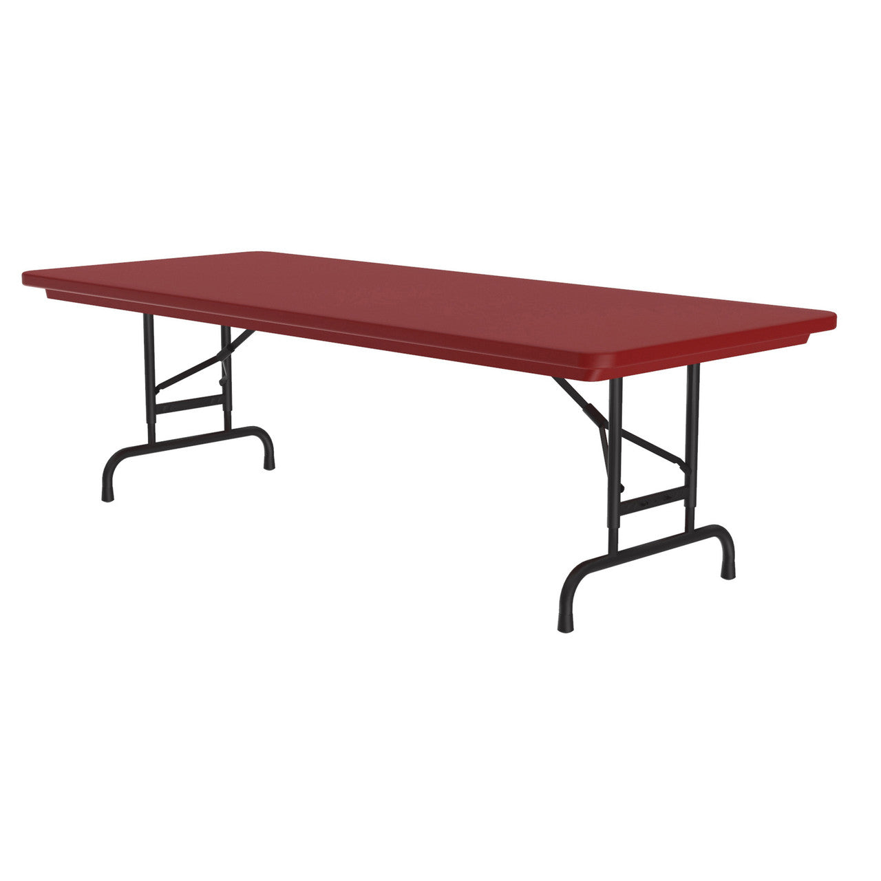 OfficeSource Colorful Blow Mold Folding Tables Adjustable Height Blow Mold Table - 72" x 30" - Red