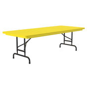 OfficeSource Colorful Blow Mold Folding Tables Adjustable Height Blow Mold Table - 72" x 30" - Yellow