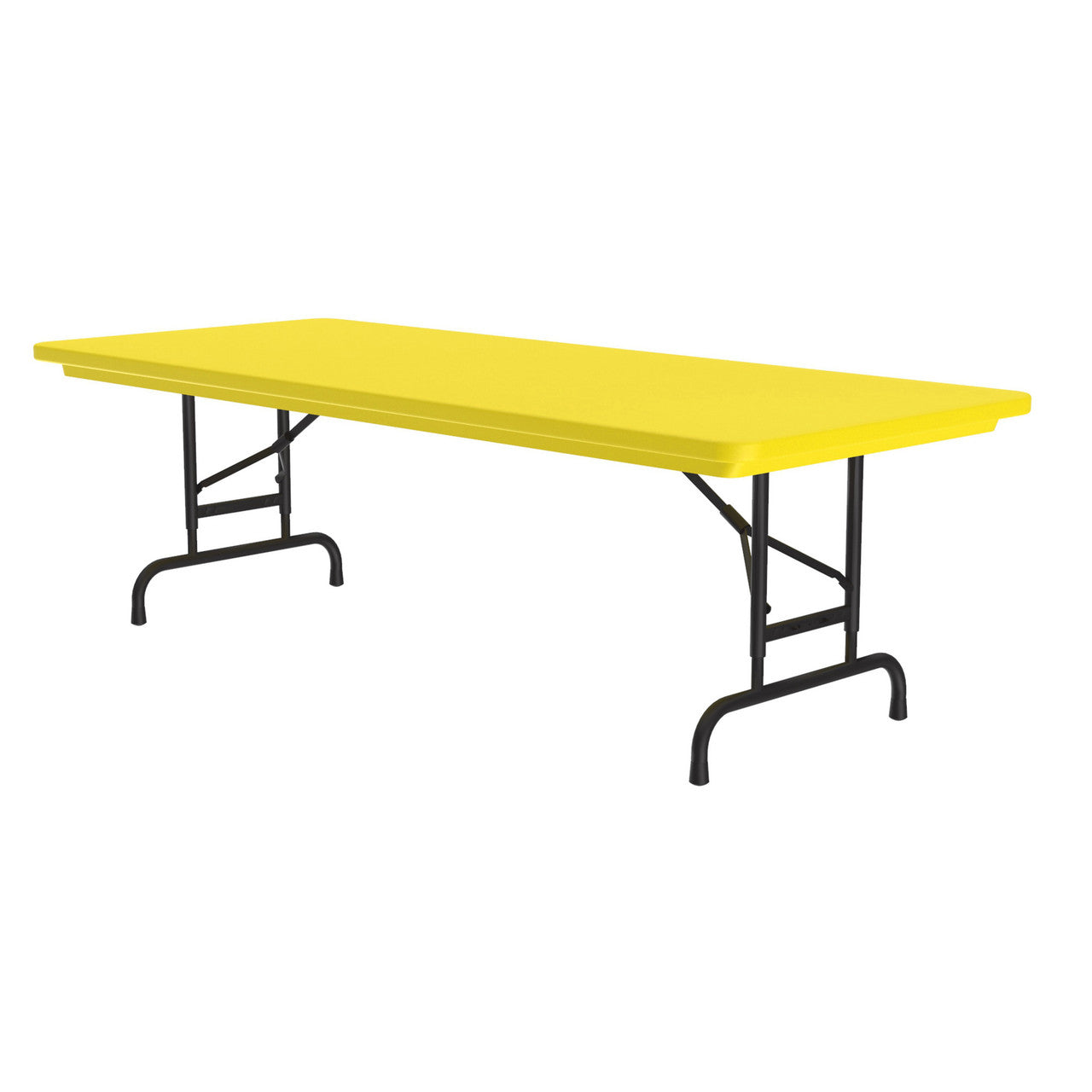 OfficeSource Colorful Blow Mold Folding Tables Adjustable Height Blow Mold Table - 72" x 30" - Yellow