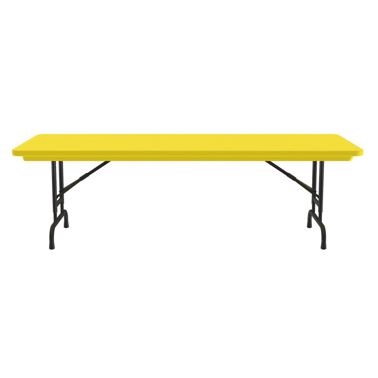 OfficeSource Colorful Blow Mold Folding Tables Adjustable Height Blow Mold Table - 72" x 30" - Yellow