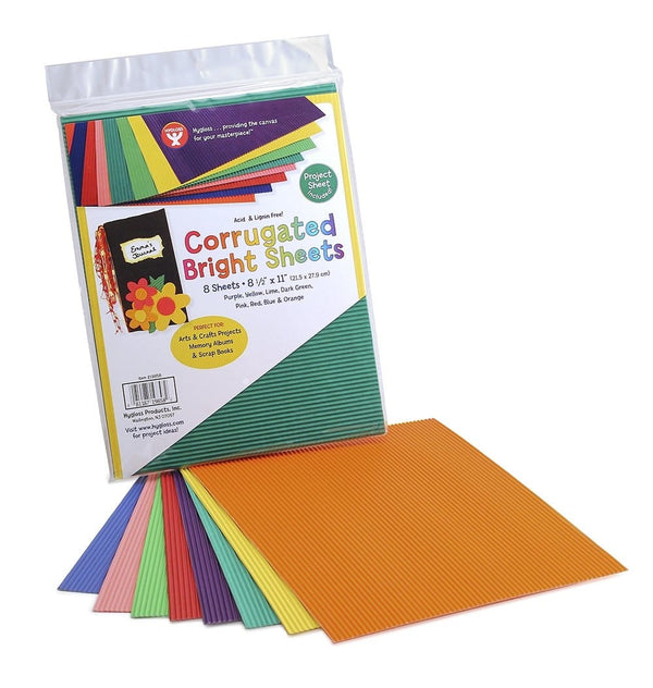 Corrugated Paper - 8 Bright Sheets (1 ea. of 8 Colors)