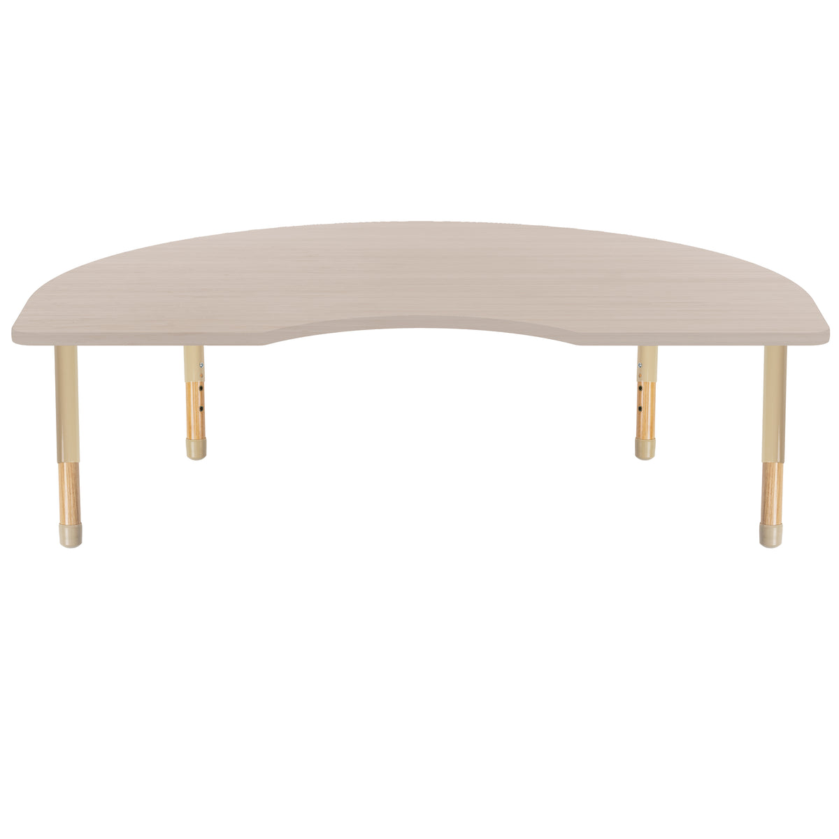 48" x 72" Kidney Thermofused Activity Table with Adjustable Chunky Wood Legs - Asian Sand/Sand/Natural