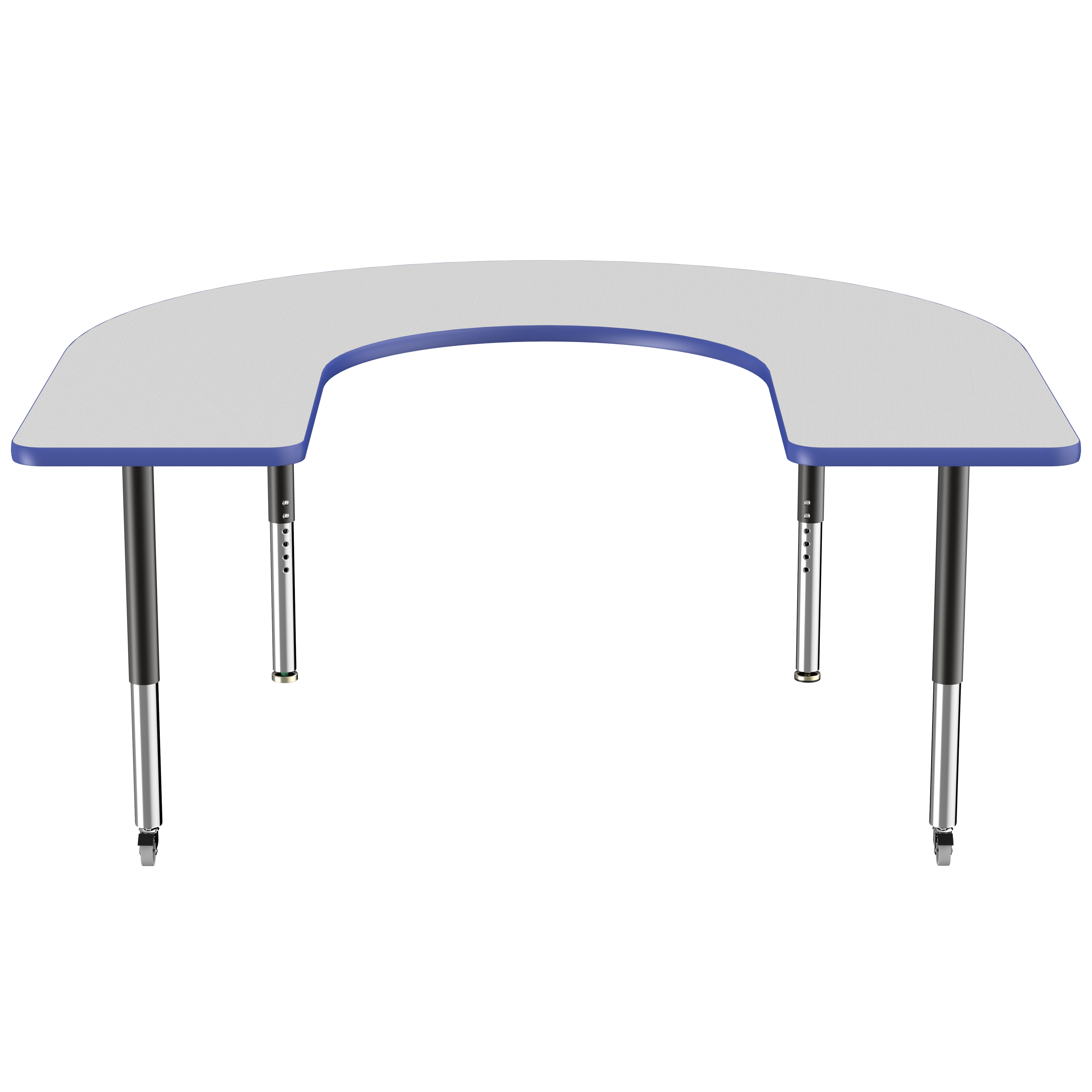 60" x 66" Horseshoe T-Molding Activity Table with Adjustable Super Legs - Gray/Blue/Black