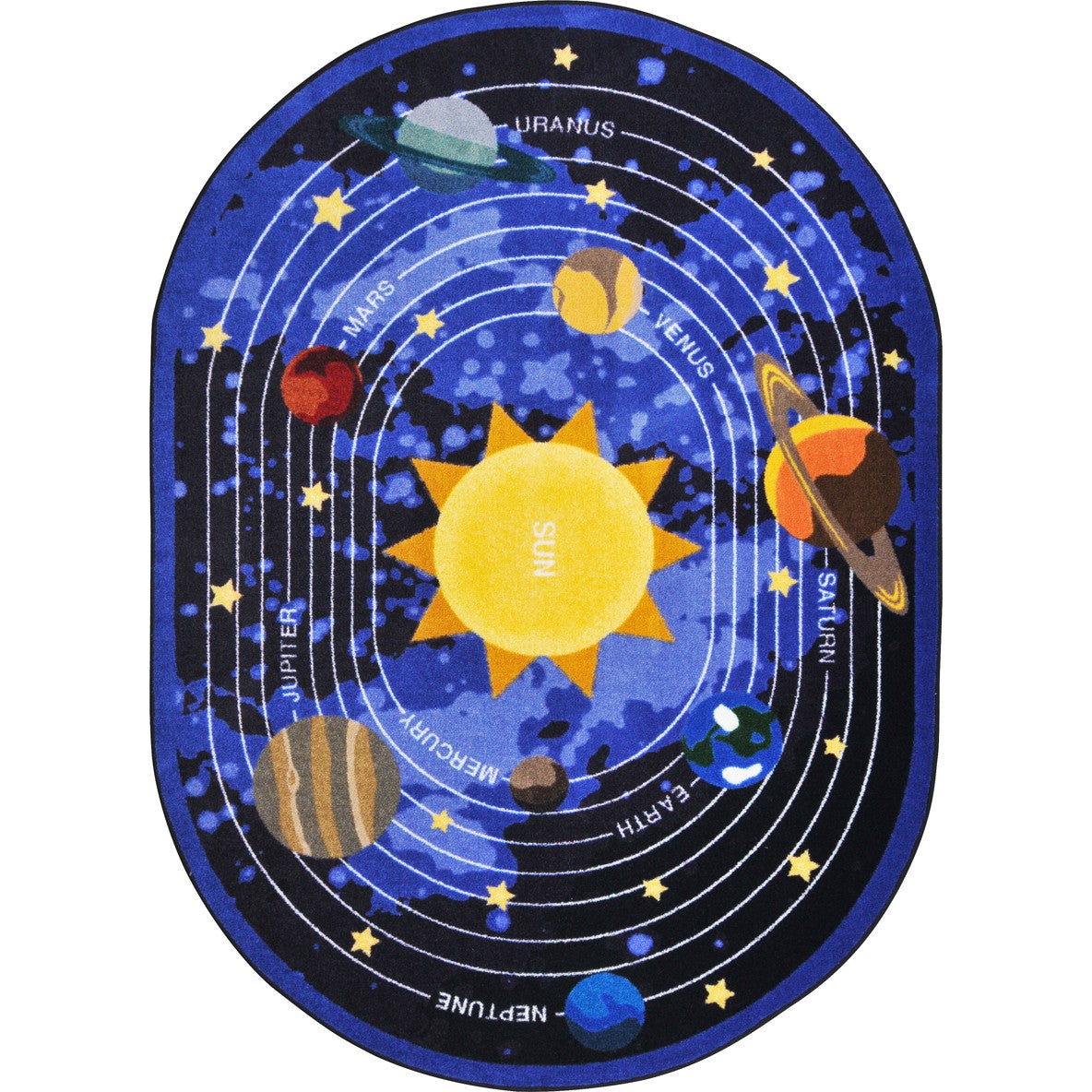 Cosmic Wonders 7'8" x 10'9" Oval area rug in color Black