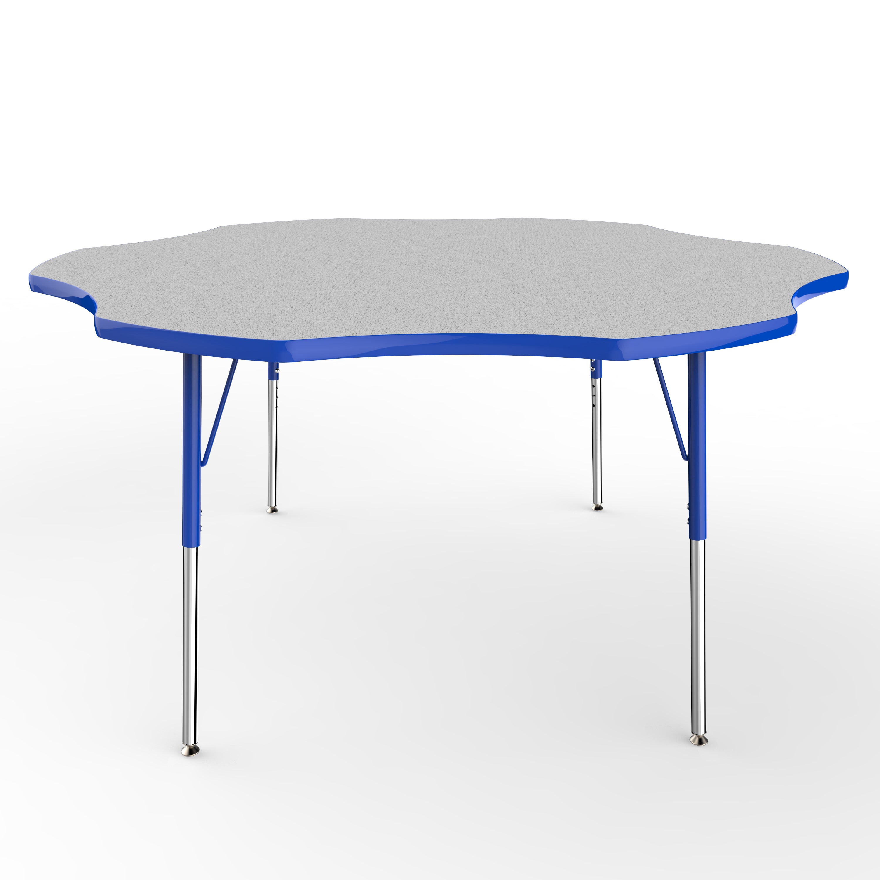 60" x 60" Flower T-Molding Activity Table with Adjustable Standard Swivel Glide Legs - Gray/Blue