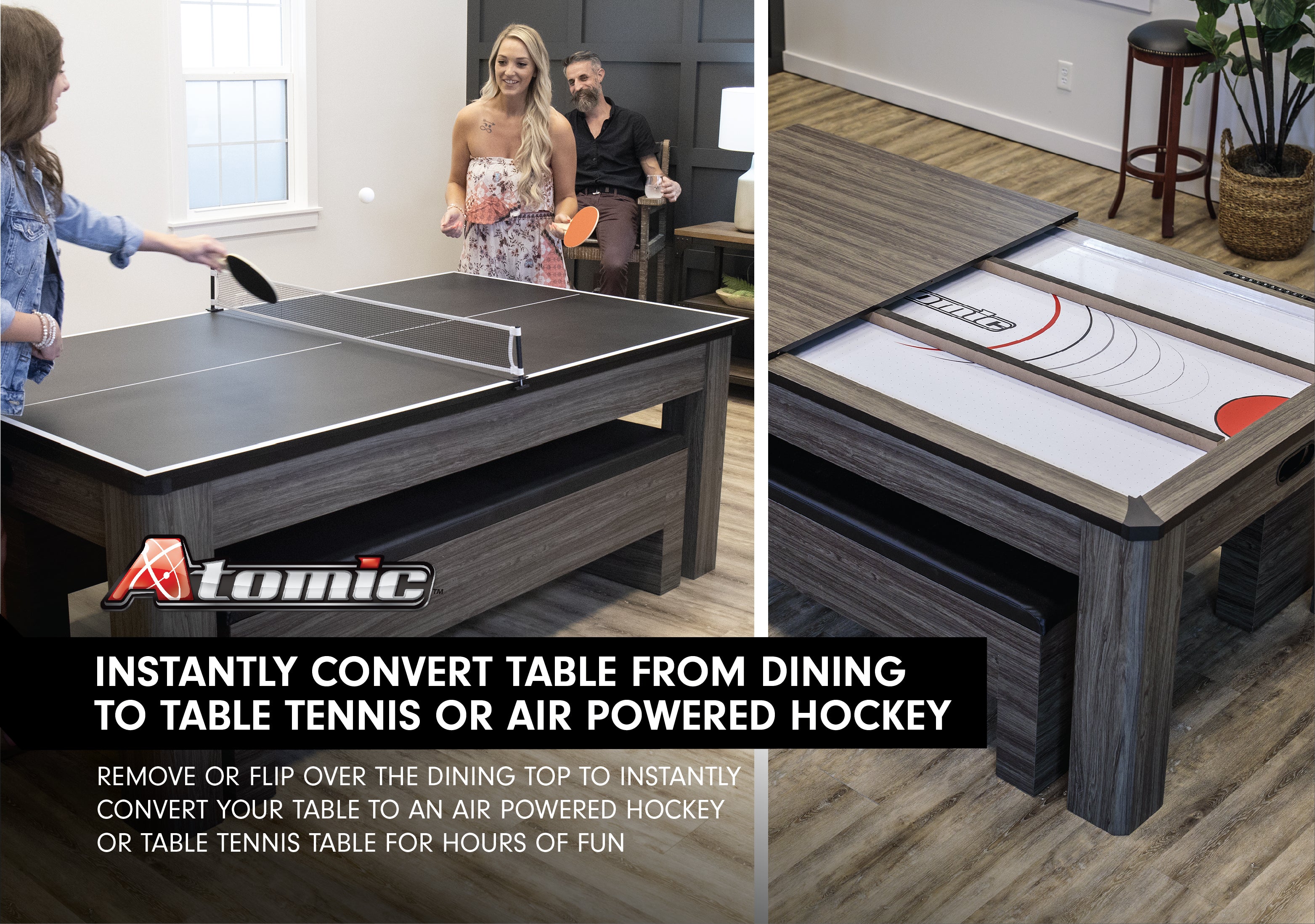 Atomic Northport 3-in-1 Air Hockey Dining Table