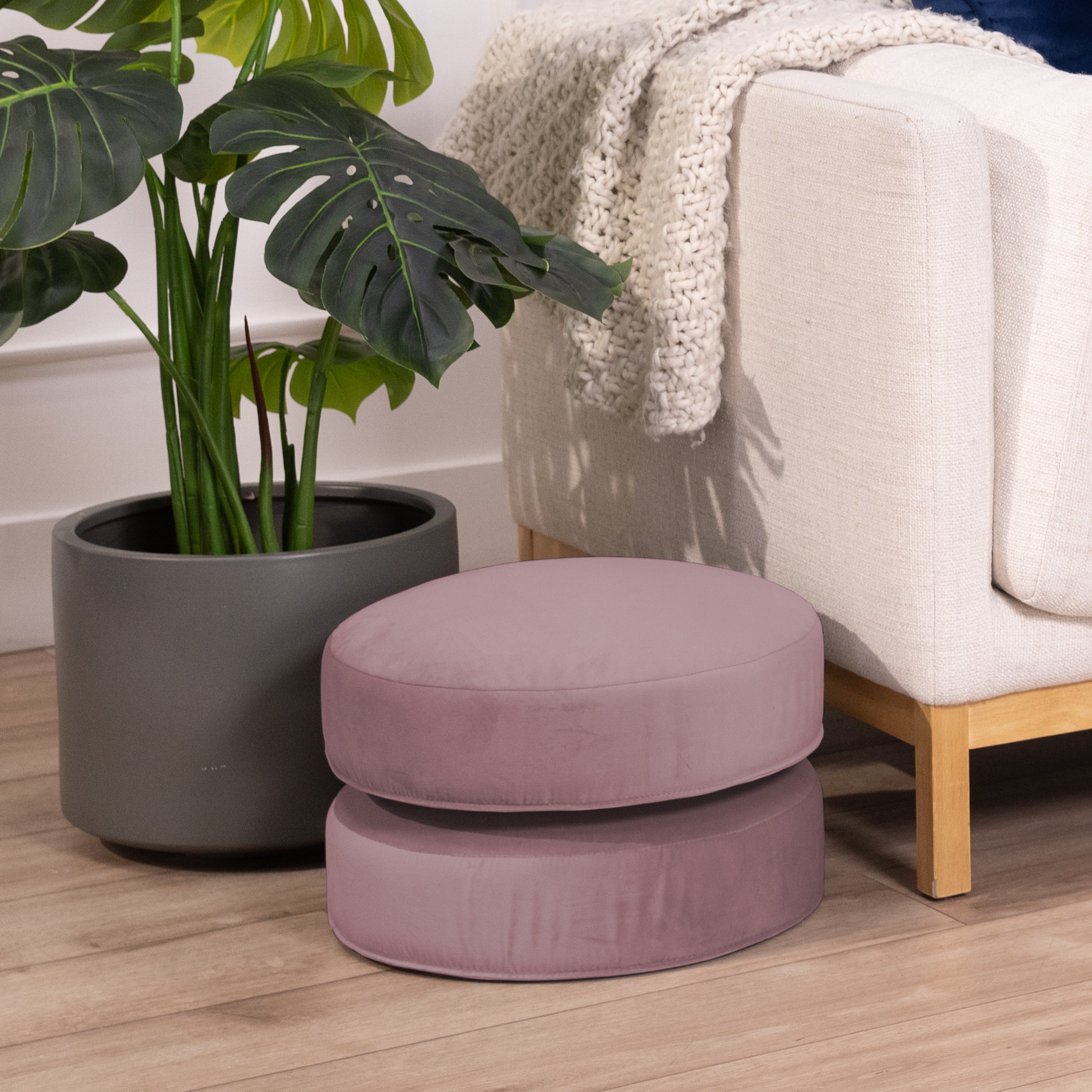 Overstuffed Microfiber Floor Cushions, 2-Piece - Mauve