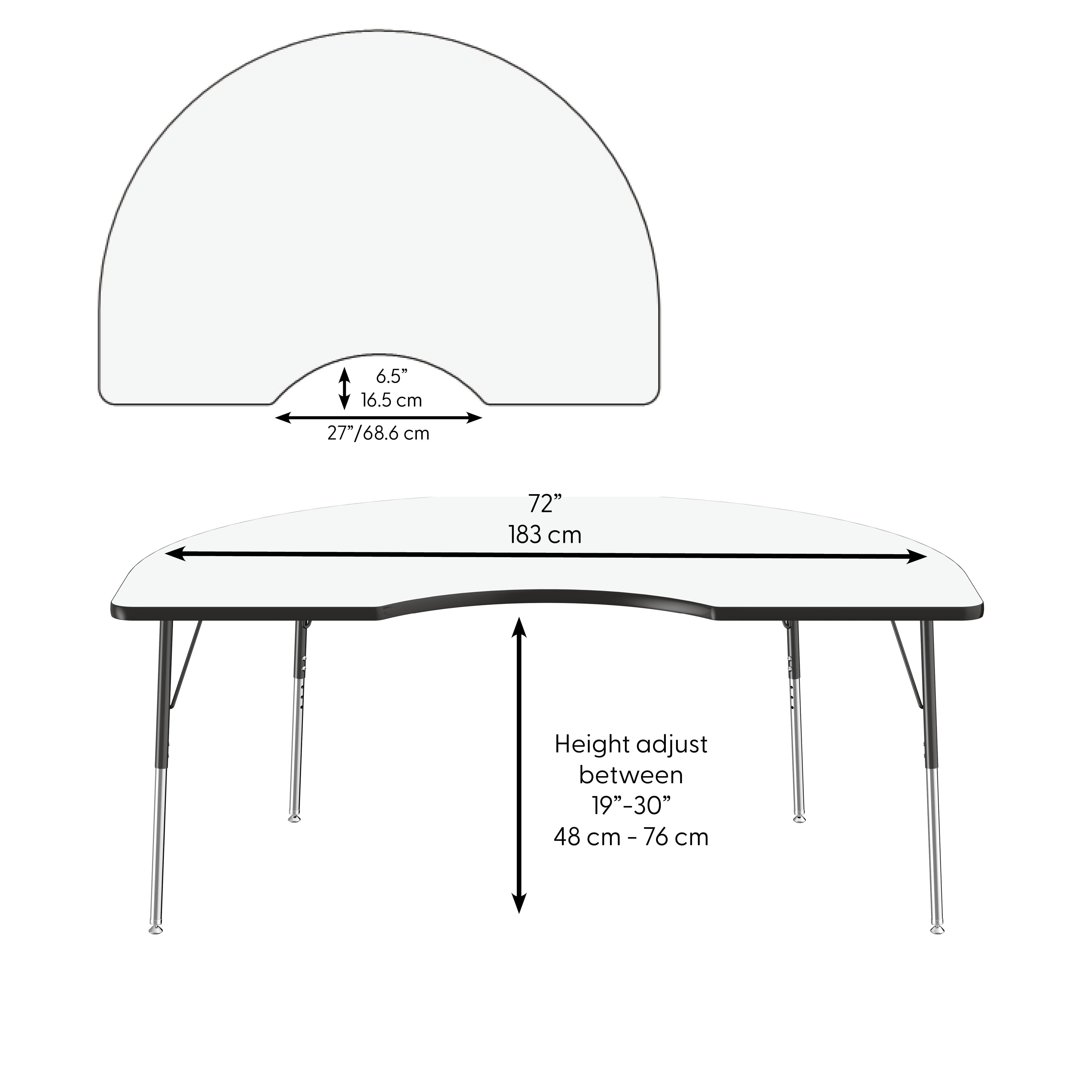 48" x 72" Kidney Dry-Erase Activity Table with Adjustable Standard Swivel Glide Legs - Whiteboard/Black