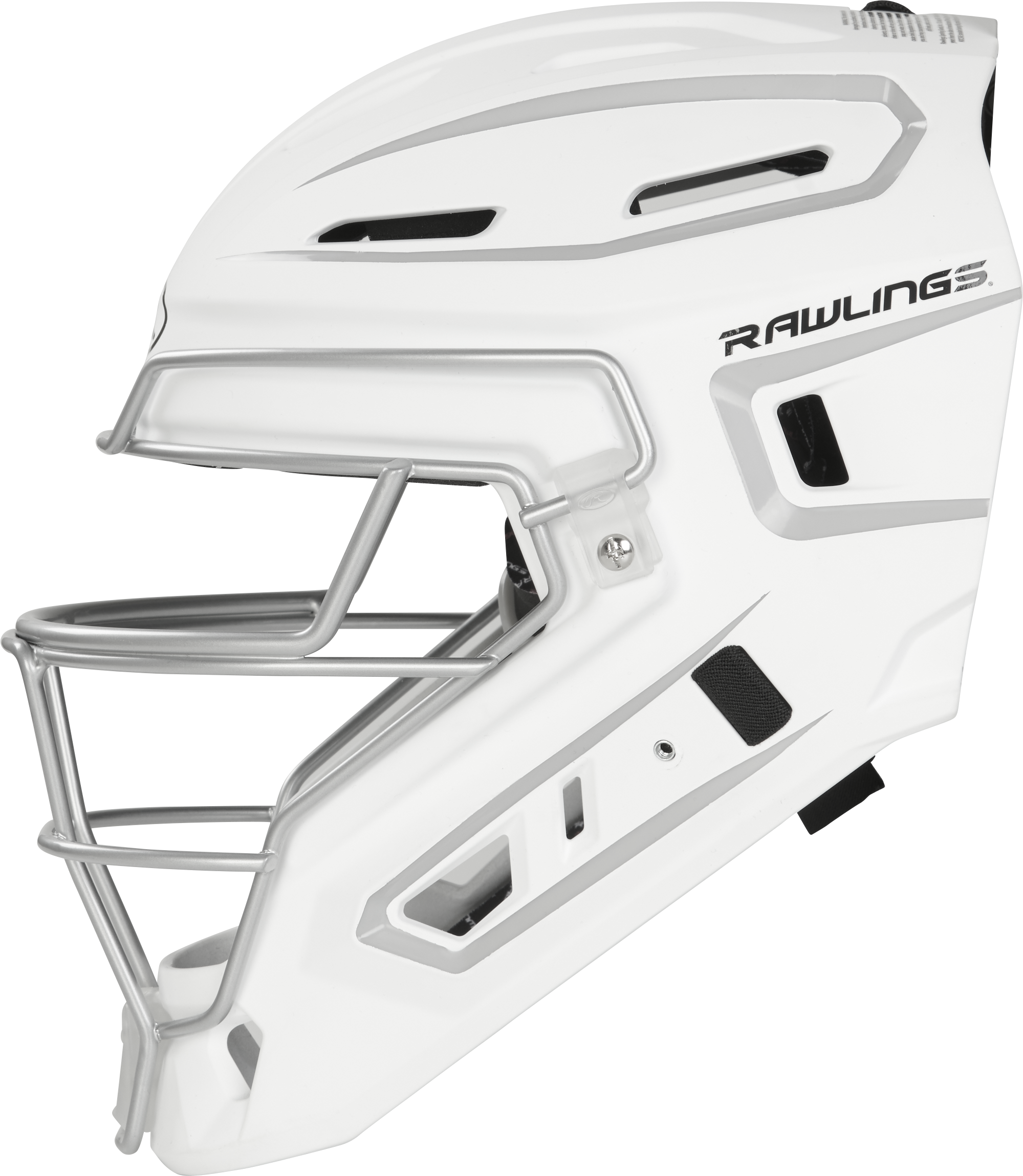 Rawlings Velo 2.0 Matte Senior Catchers Helmet - White/Silver