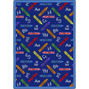 Crayons 3'10" x 5'4" area rug in color Blue