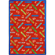 Crayons 5'4" x 7'8" area rug in color Red