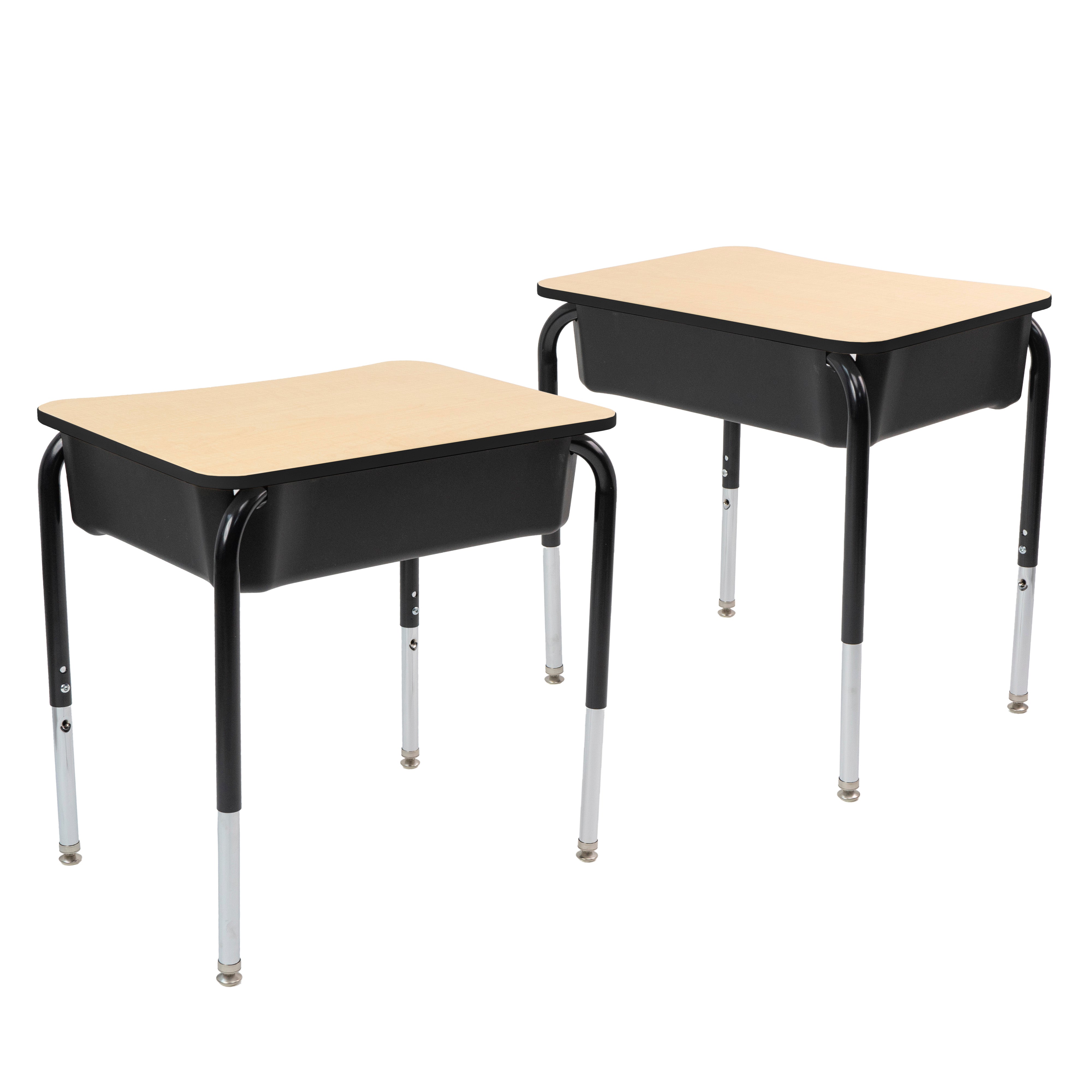 18" x 24" Belly Curve Open Front Desk with Book Box, 2-pack - Maple/Black