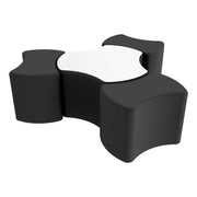 Pro Series Dry-Erase Cog Ottoman Table with Bowtie 18" H Seating, 4-Piece Set - Black/Whiteboard