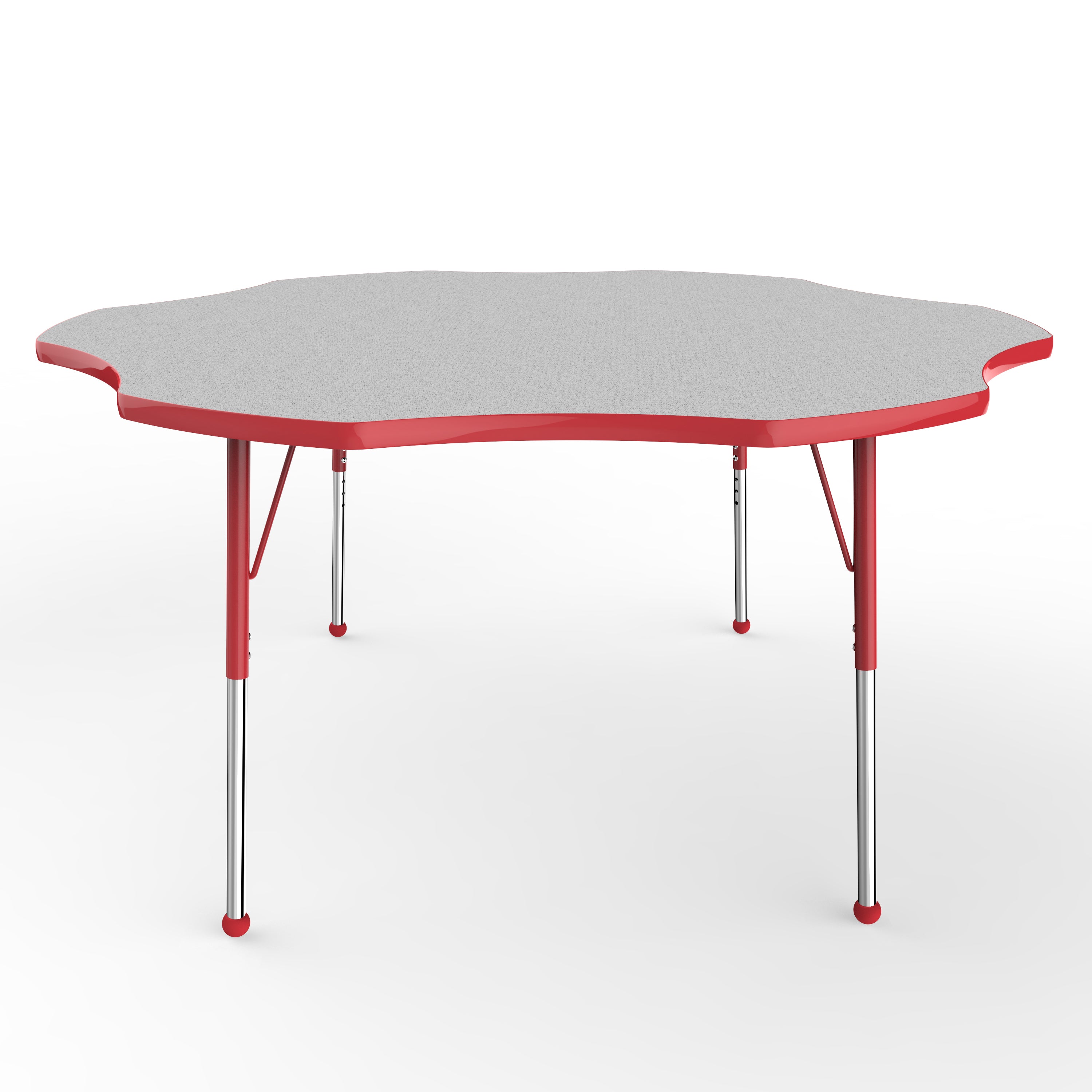 60" x 60" Flower T-Molding Activity Table with Adjustable Standard Ball Glide Legs - Gray/Red