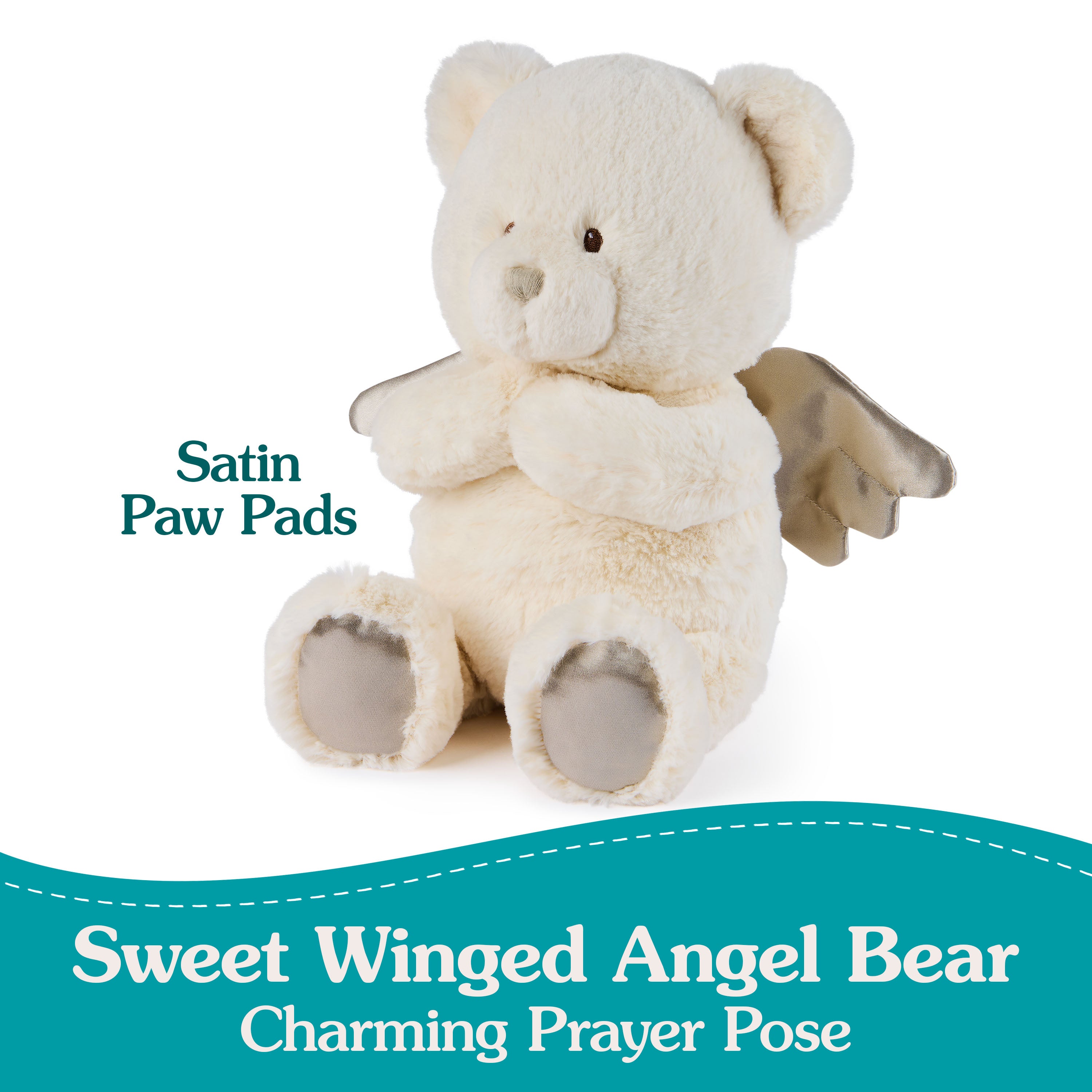 GUND Baby Angel Bear with Wings, Spiritual Teddy Bear with Chime Sound, Sensory Toy for Babies and Newborns, White, 9”