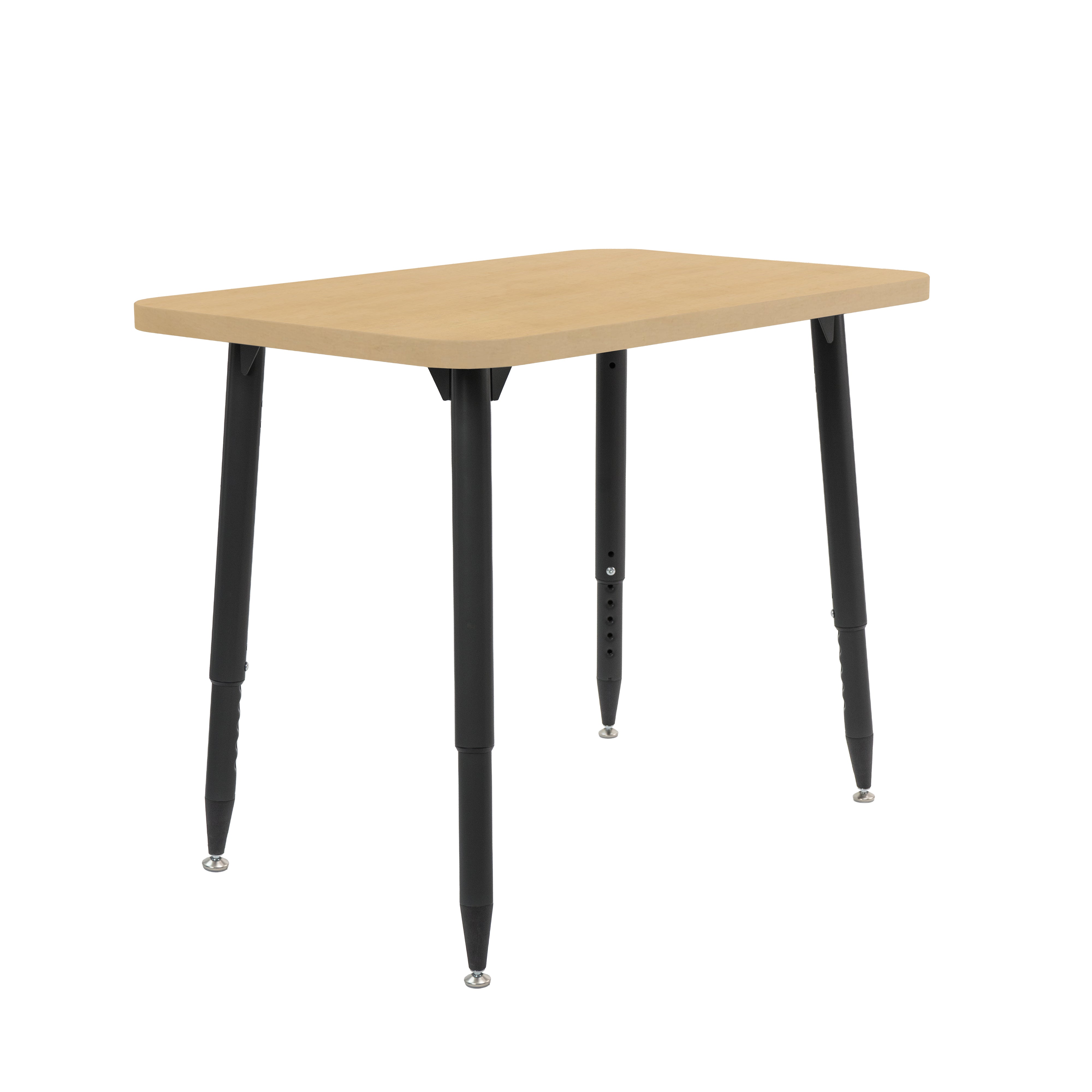Adapte 24" x 36" Rectangle Woodgrain Activity Table with Adjustable Tapered Legs - Maple Grain/Black