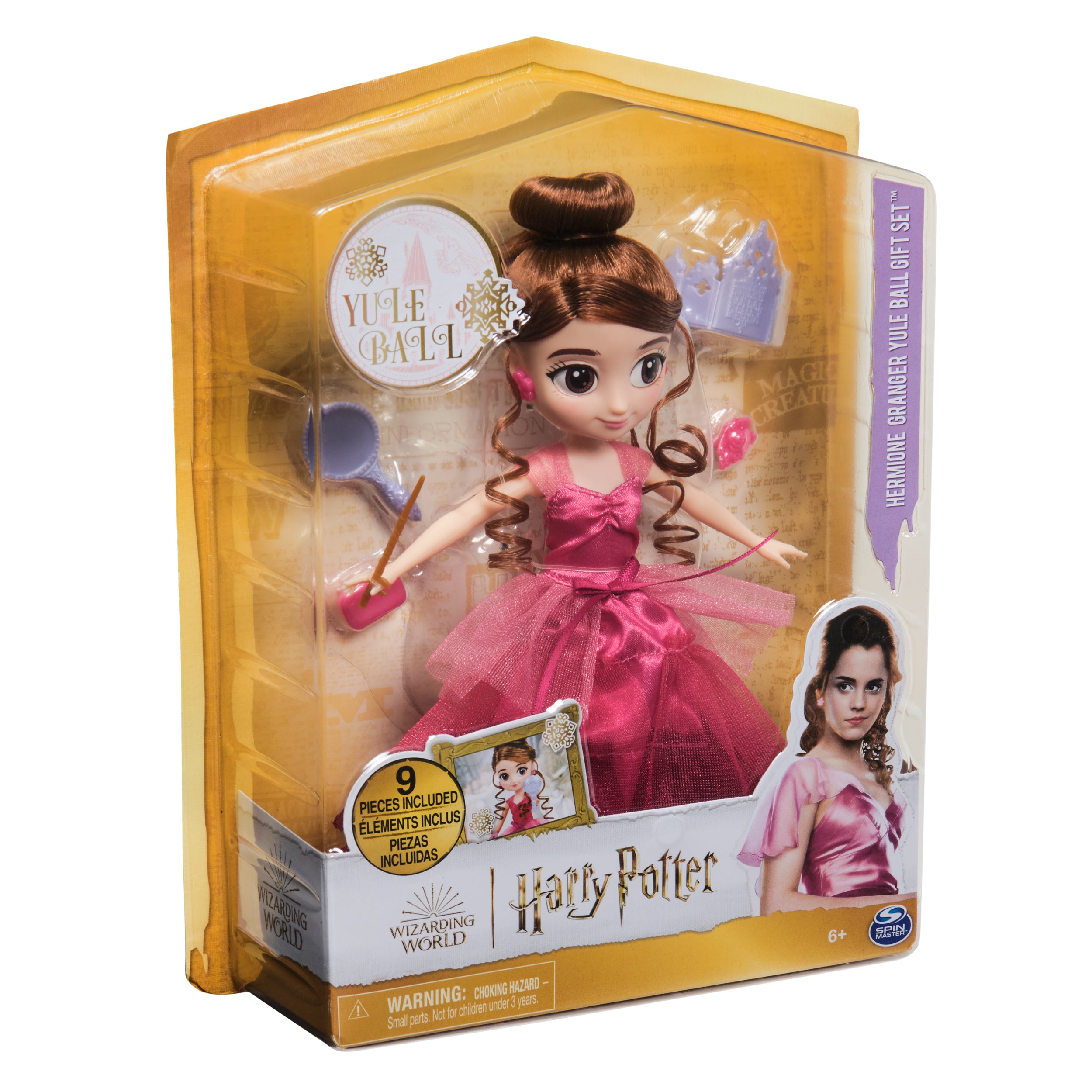 Wizarding World Harry Potter, 8-inch Hermione Granger Doll 9-Piece Yule Ball Gift Set with Doll Accessories, Kids Toys for Ages 6 and up