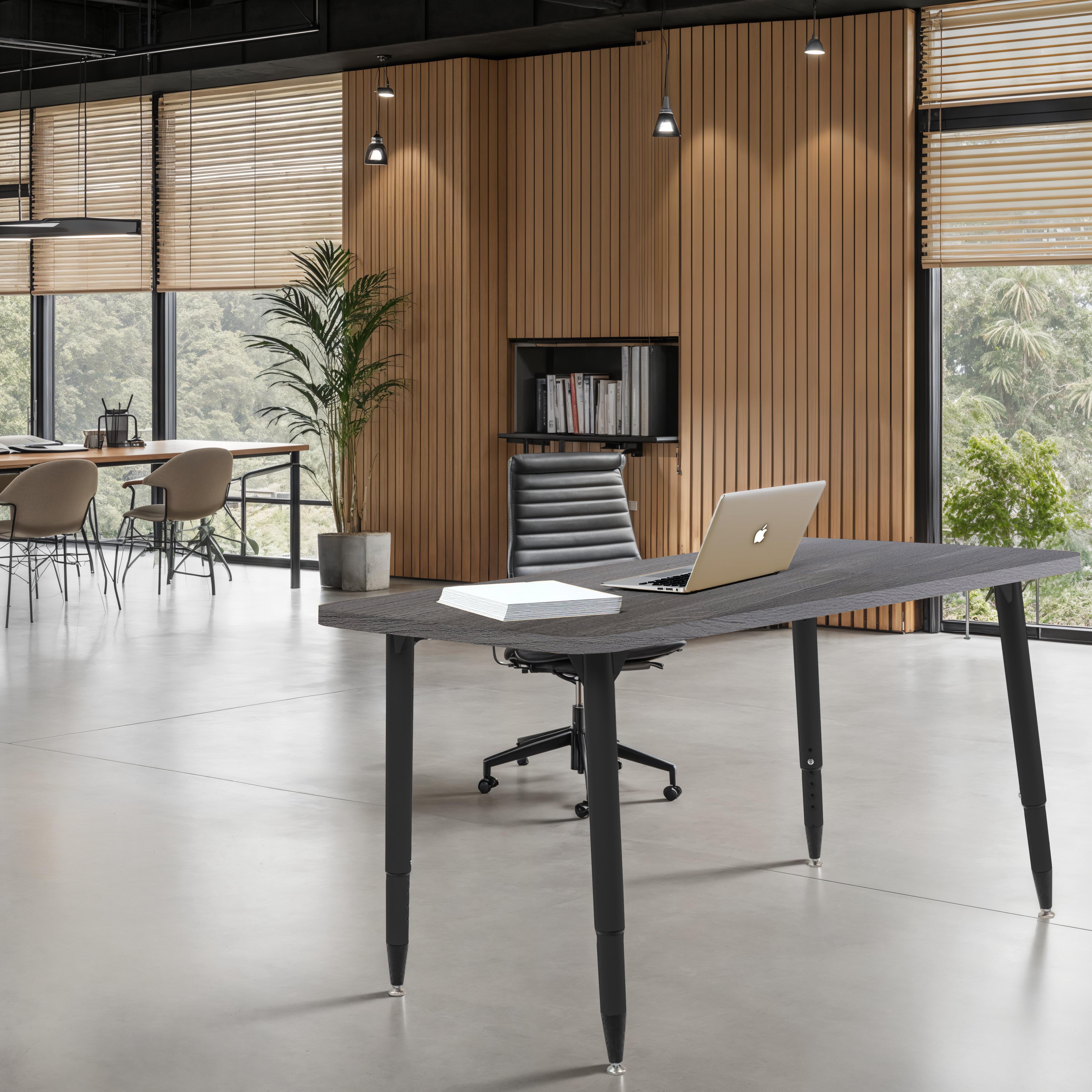 Adapte 30" x 48" Rectangle Woodgrain Activity Table with Adjustable Tapered Legs - Gray Wood/Black