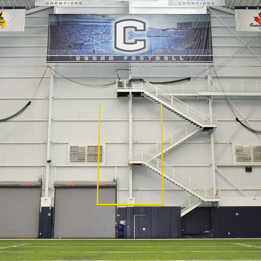 Football Goal Post - 30 ft. Uprights - Ceiling Suspended (Retractable) (White)