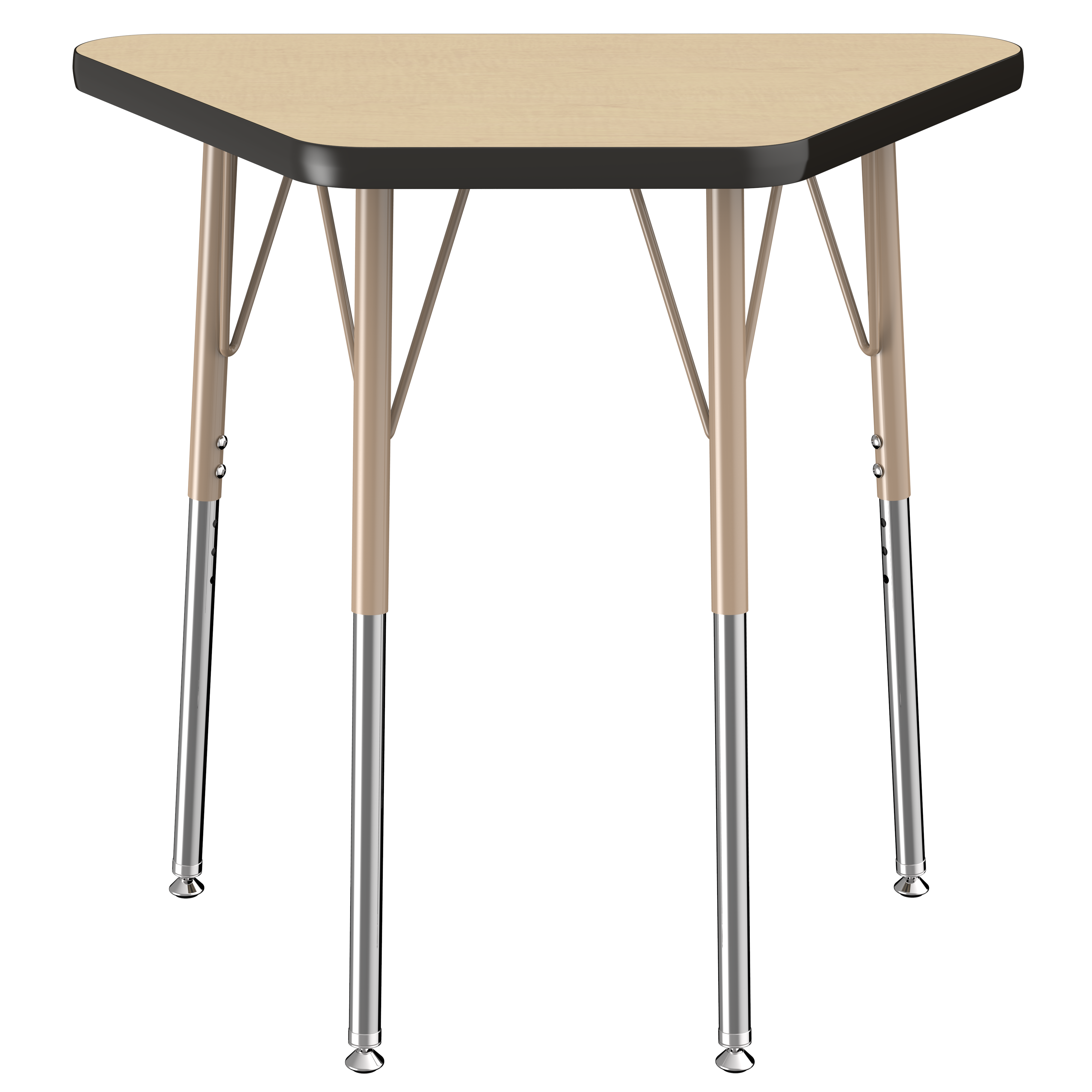 18" x 30" Trapezoid T-Molding Activity Table with Adjustable Standard Swivel Glide Legs - Maple/Black/Sand
