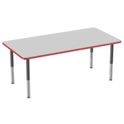 36" x 72" Rectangle T-Molding Activity Table with Adjustable Super Legs - Gray/Red/Black