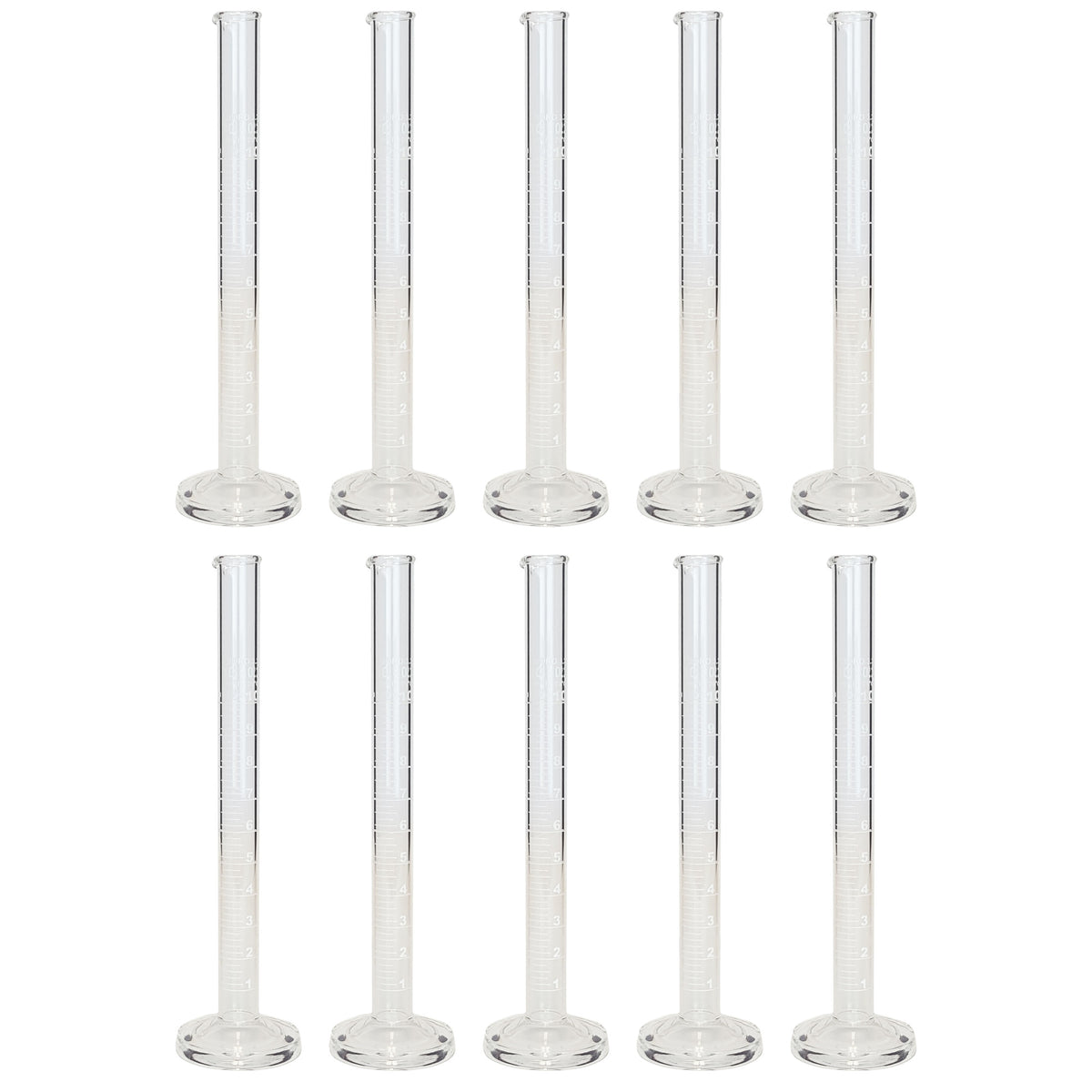 Cylinder, Single-Scale, Borosilicate Glass, 10ml, Pack of 10