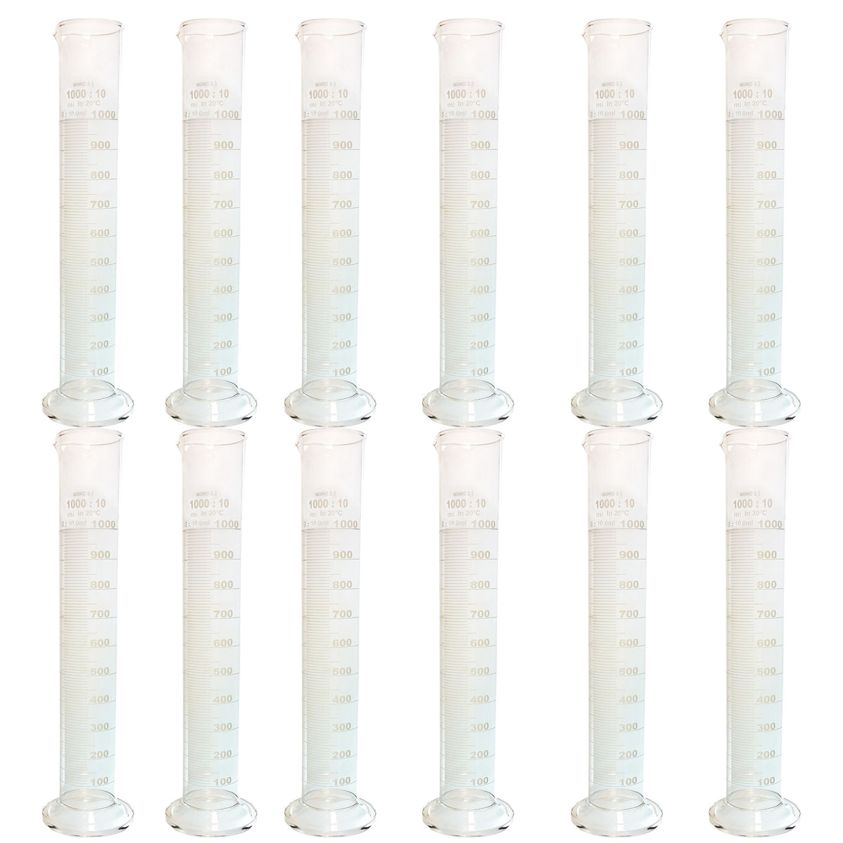 Cylinder, Single-Scale, Borosilicate Glass, 1000ml, Case of 12