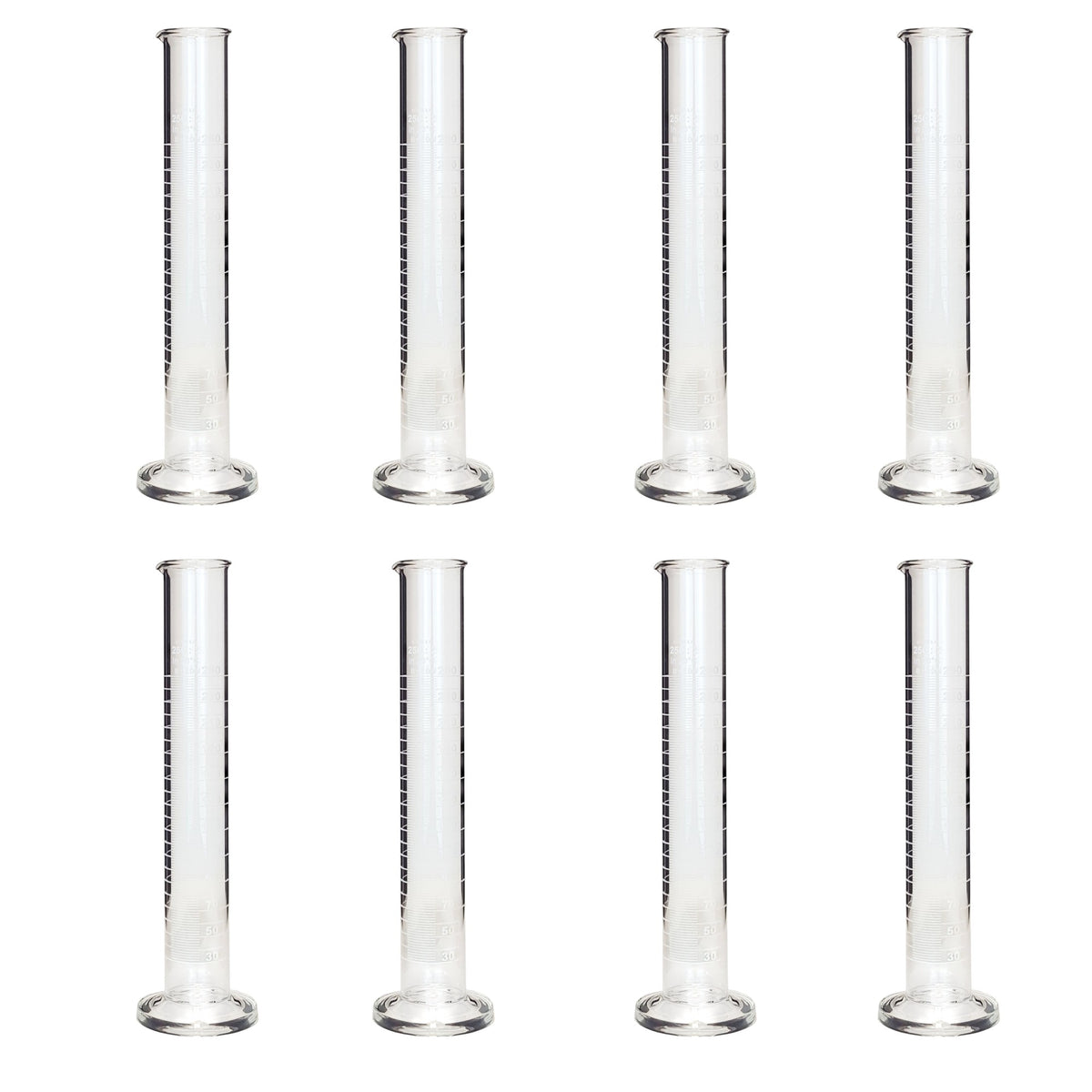 Cylinder, Single-Scale, Borosilicate Glass, 250ml, Pack of 8