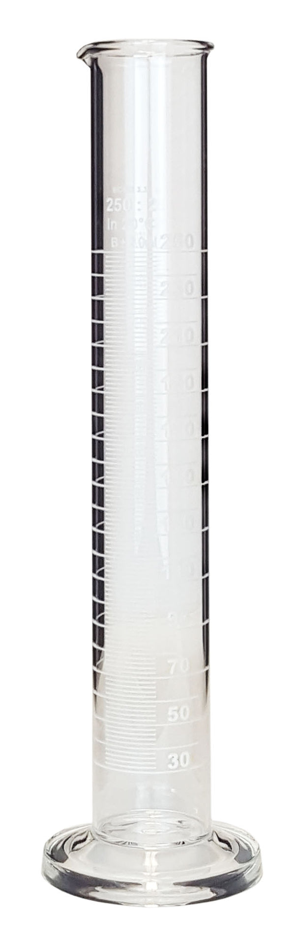 Cylinder, Single-Scale, Borosilicate Glass, 250ml, Pack of 8