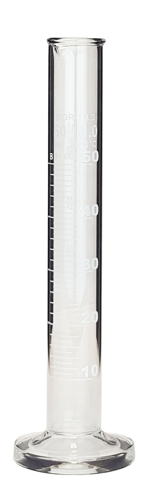 Cylinder, Single-Scale, Borosilicate Glass, 50ml, Pack of 12