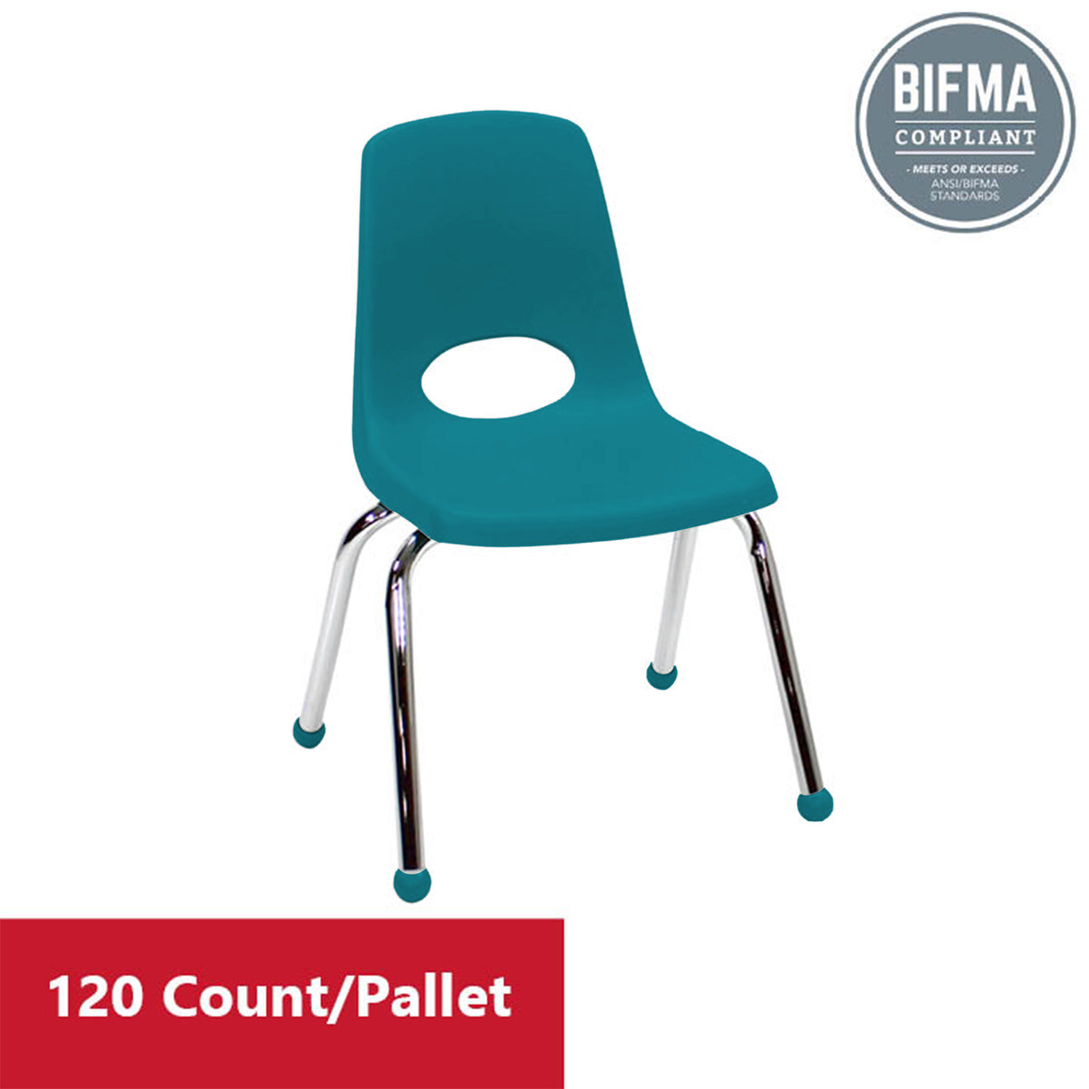 14" Stack Chair with Ball Glides, 84-Pack/Pallet - Teal