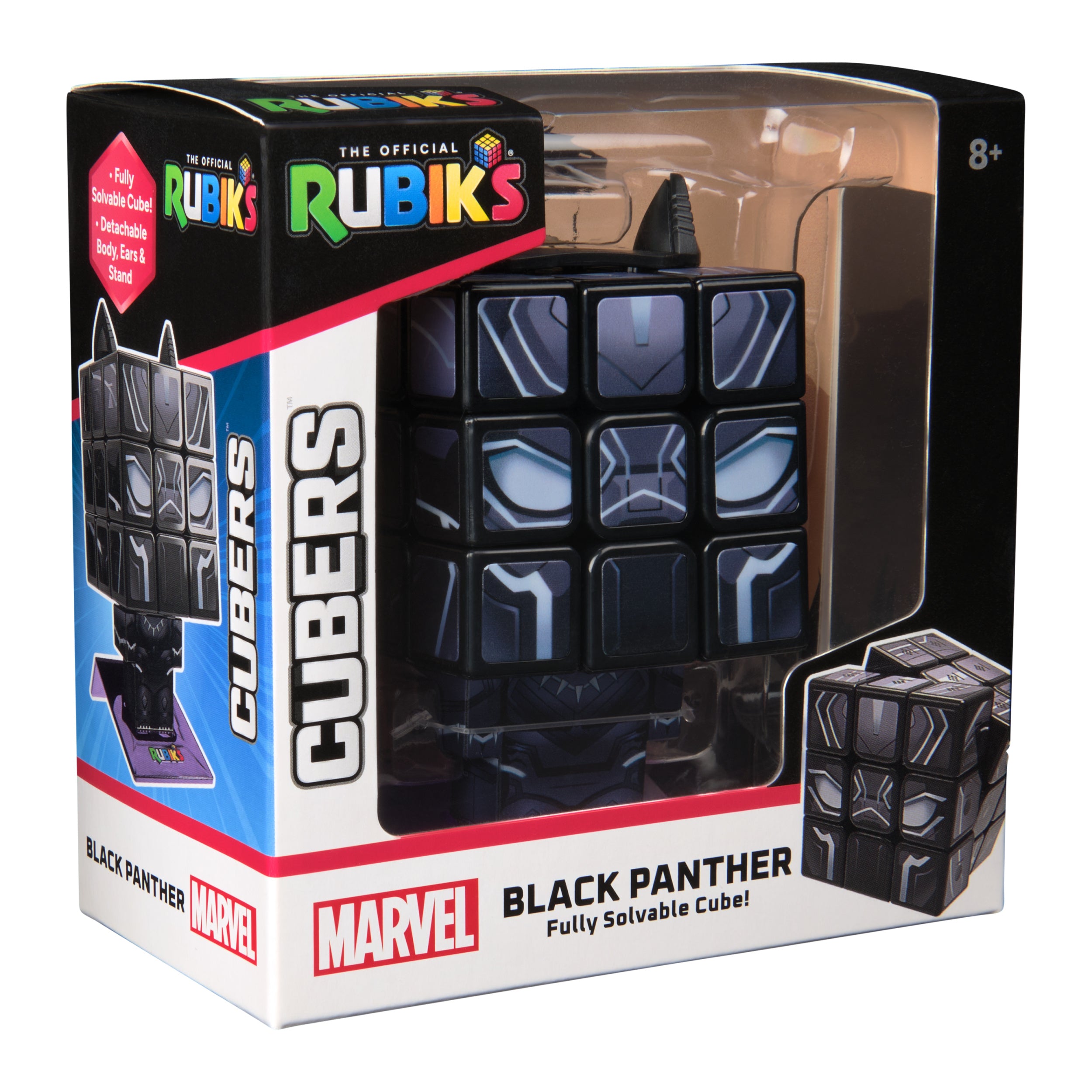 Rubik’s Cube, Black Panther Cuber, Marvel Collectible Fidget Toy & Desk Decor, Classic Color-Matching Puzzle, Problem-Solving Brain Teaser for Fans of Marvel Rivals & Action Movies, for Ages 8 & Up