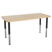 24" x 60" Rectangle La Madera Activity Table with Adjustable Super Legs - Maple Grain/Black
