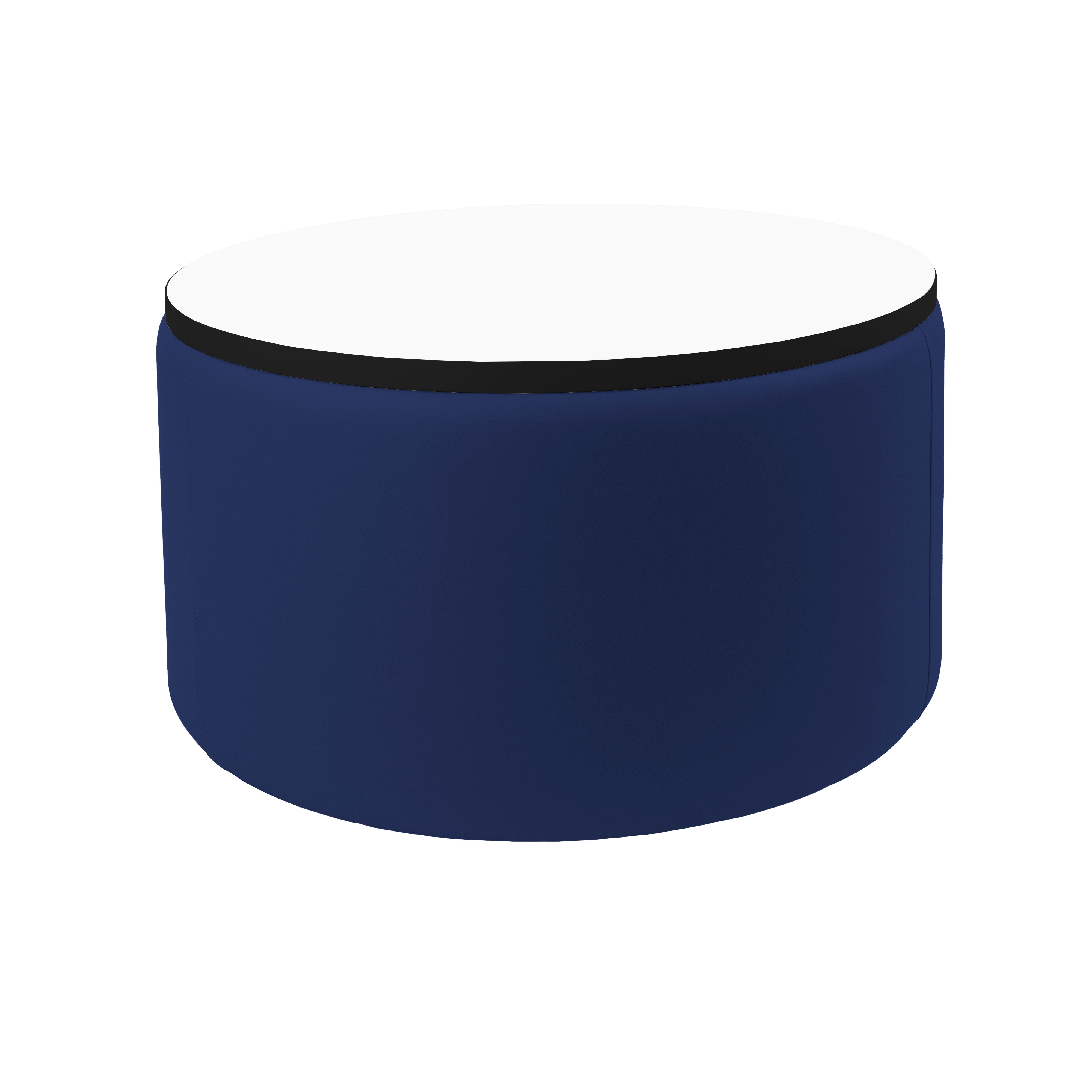 Pro Series Upholstered 30" Round Dry-Erase Ottoman Table 18" Height - Navy/Whiteboard