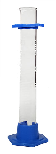 Cylinder 25ml, Borosilicate Glass with plastic base and bumper guard.