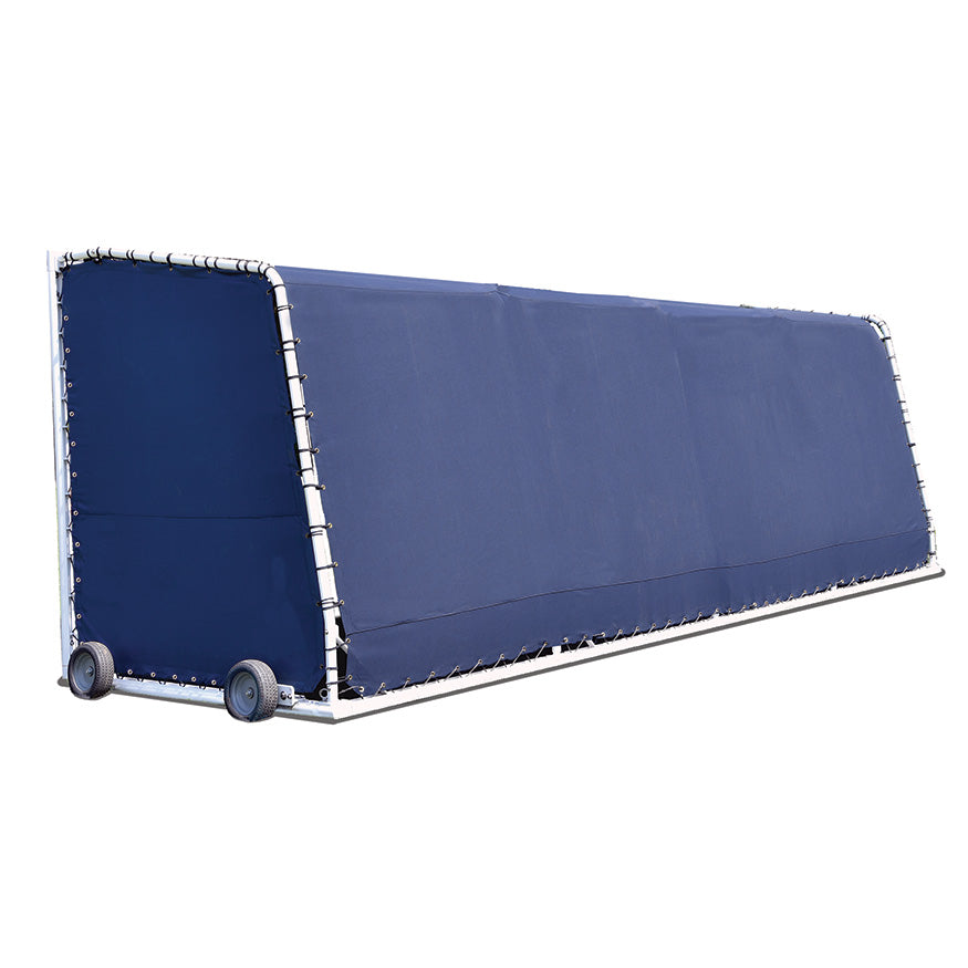 Club Team Shelter - Portable - Aluminum Frame with Weather Resistant Covering - 10 Seat (Royal Blue with Custom Graphics)