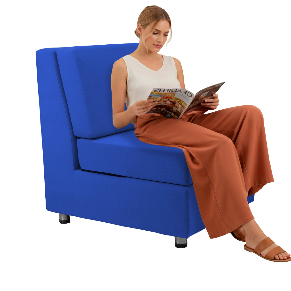 Outdoor Armless Chair with Sunbrella - Canvas Pacific Blue