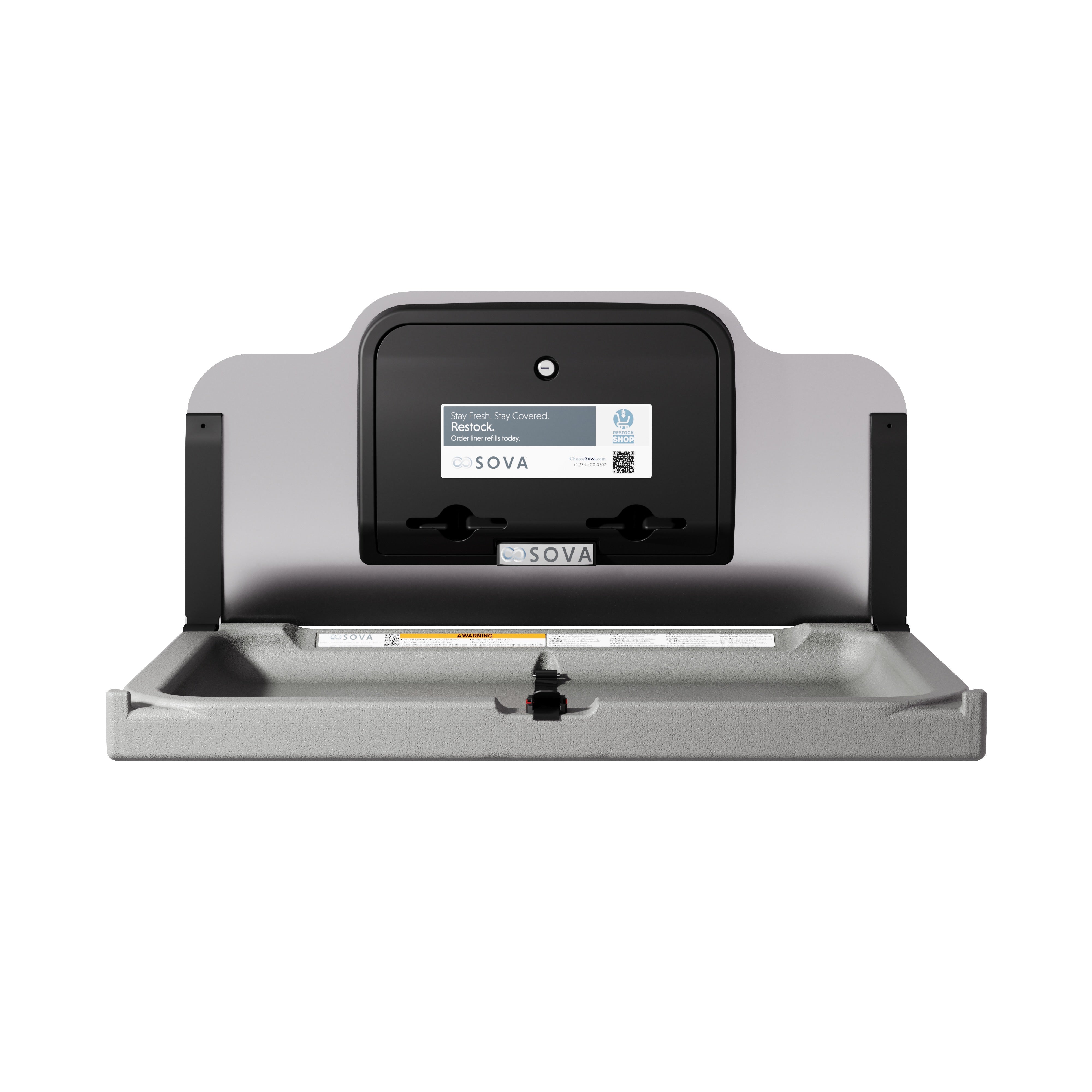Element Horiz. Changing Station w/ Black Liner Dispenser & SS Backsplash - Dark Gray