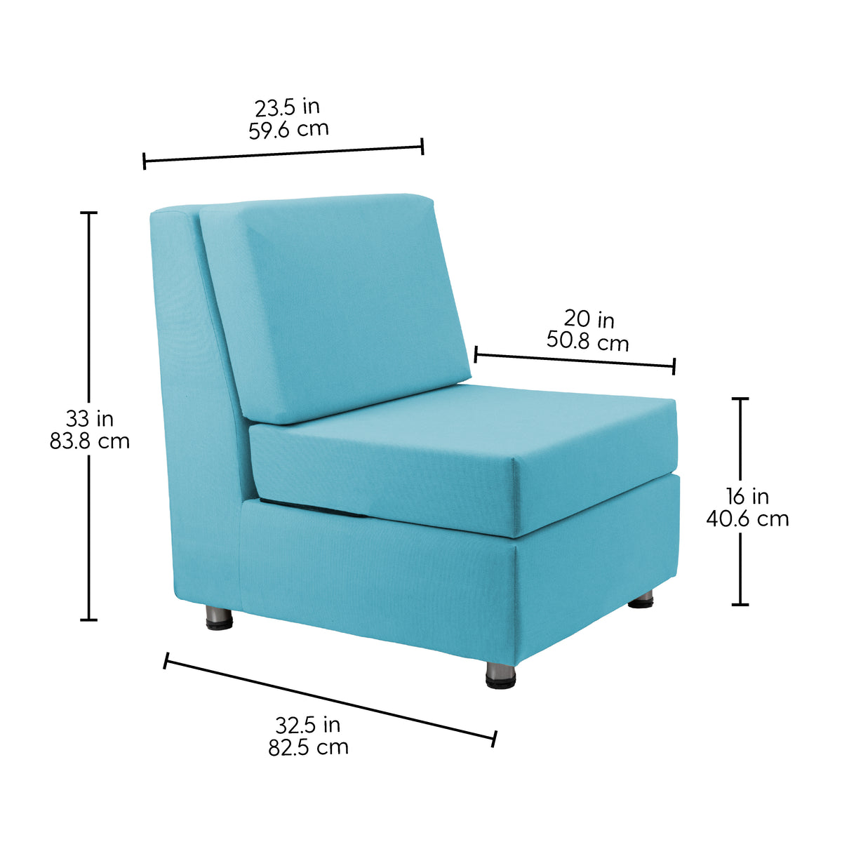 Outdoor Armless Chair with Sunbrella - Canvas Aruba