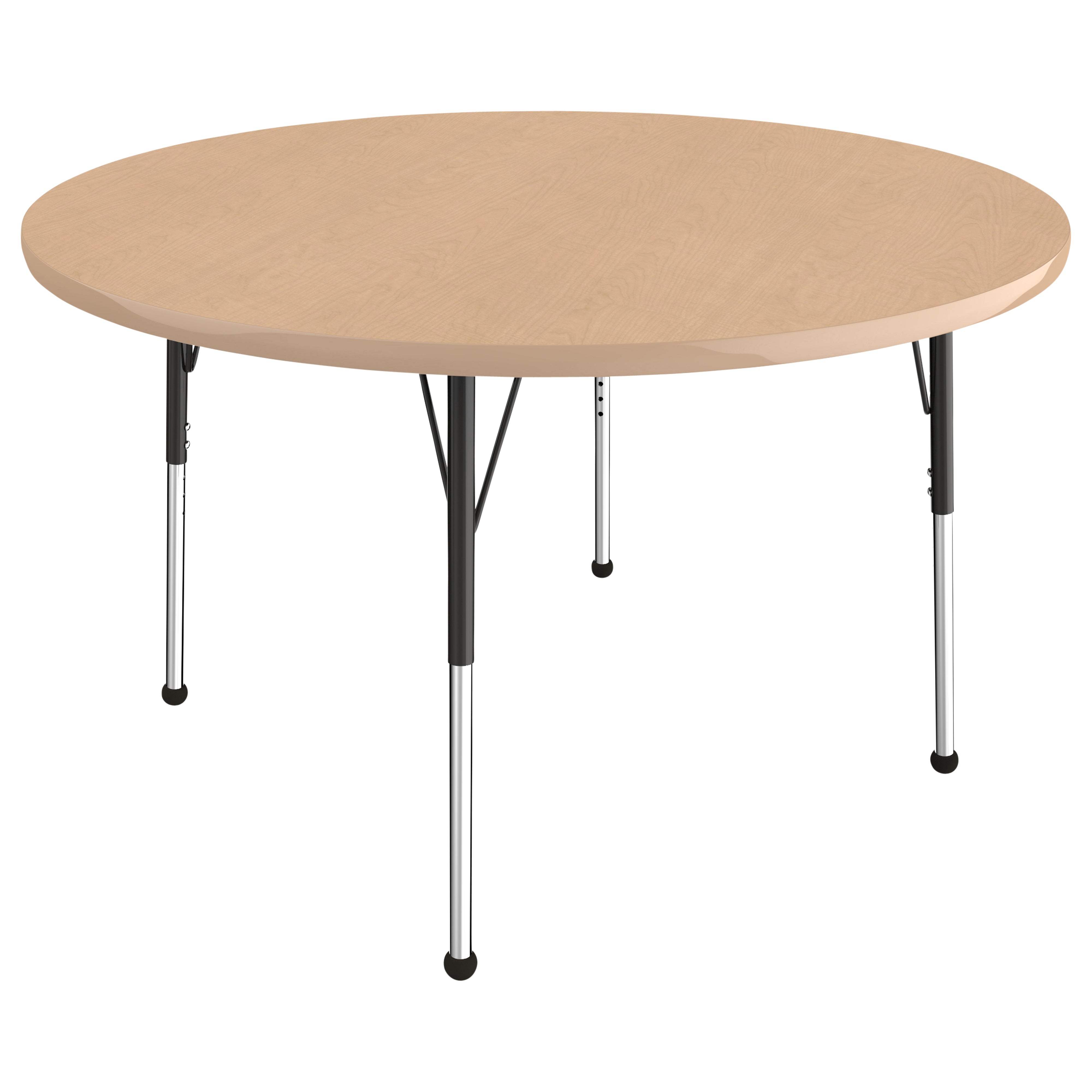 48" Round T-Molding Activity Table with Adjustable Standard Ball Glide Legs - Maple/Maple/Black