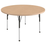 48" Round T-Molding Activity Table with Adjustable Standard Ball Glide Legs - Maple/Maple/Black
